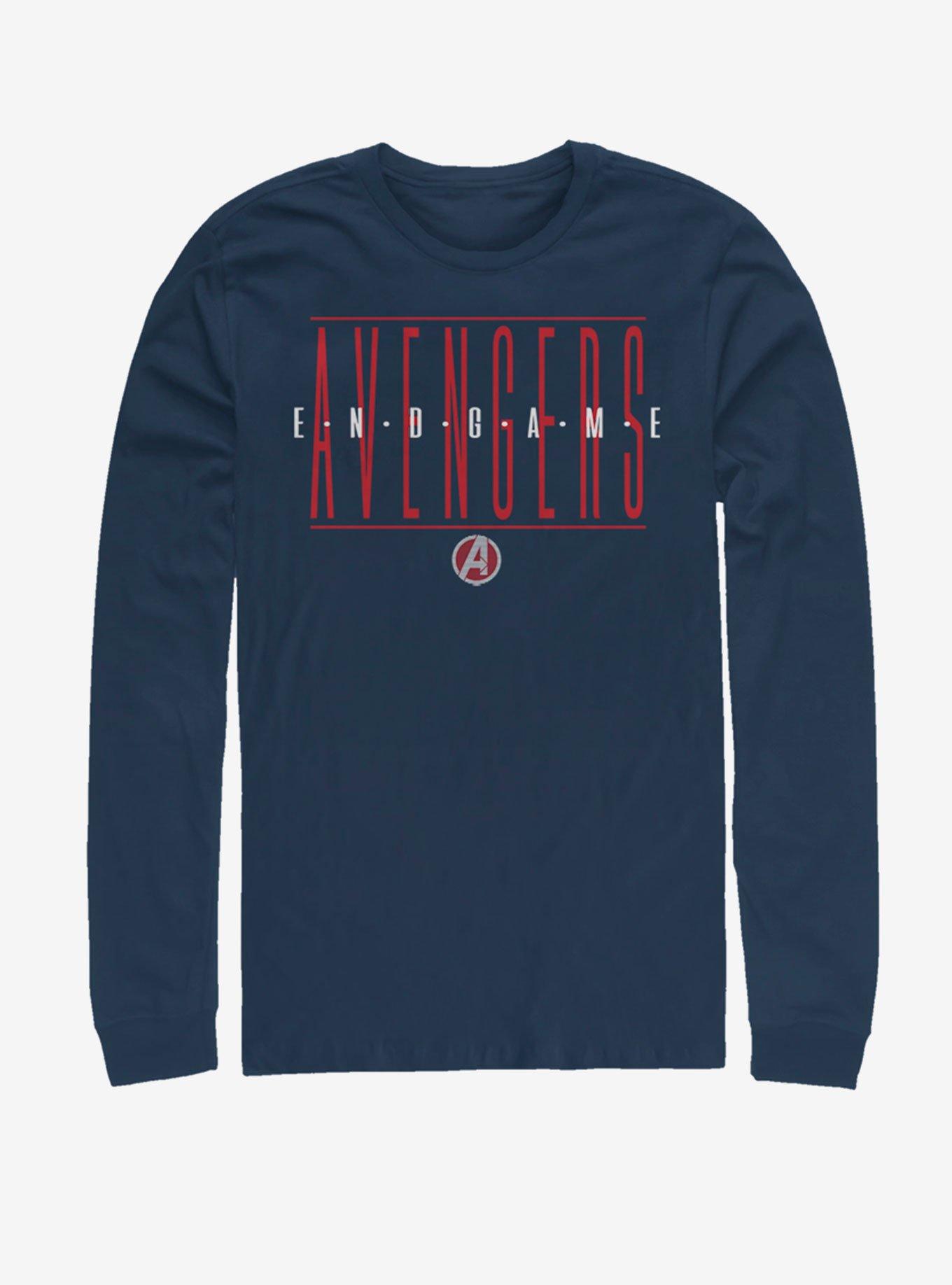 Marvel Avengers: Endgame Strikethrough Text Long-Sleeve T-Shirt, NAVY, hi-res