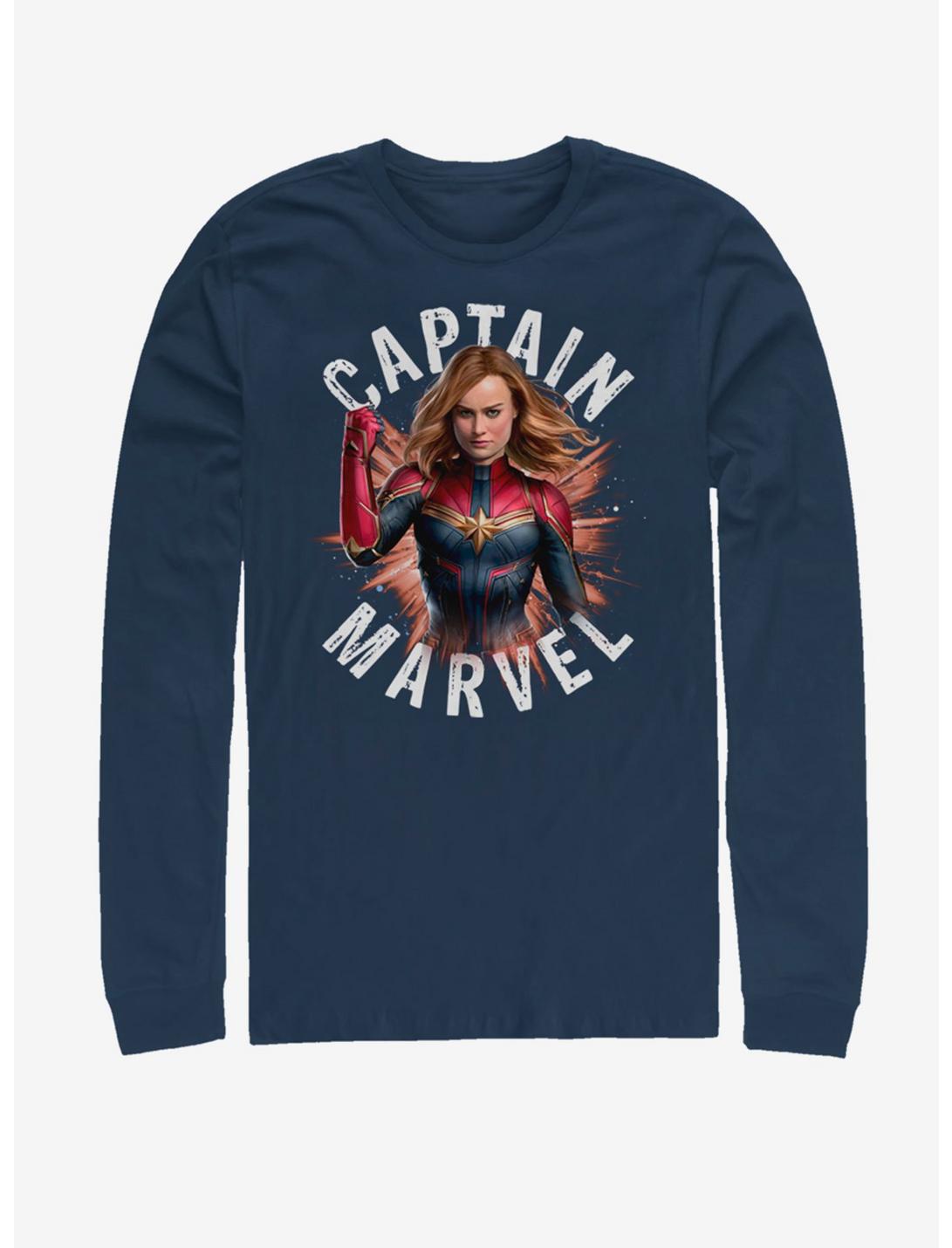 Marvel Avengers: Endgame Captain Marvel Burst Long-Sleeve T-Shirt, NAVY, hi-res