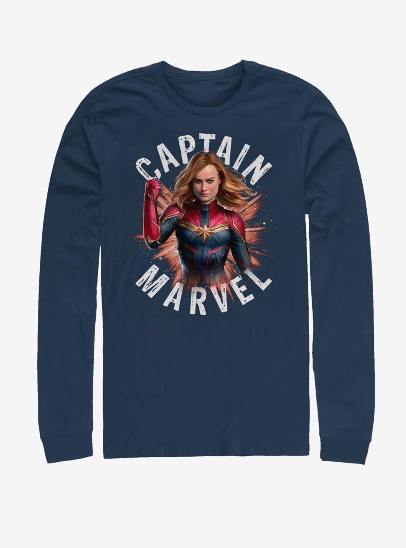 Marvel Avengers: Endgame Captain Marvel Burst Long-Sleeve T-Shirt, NAVY, hi-res