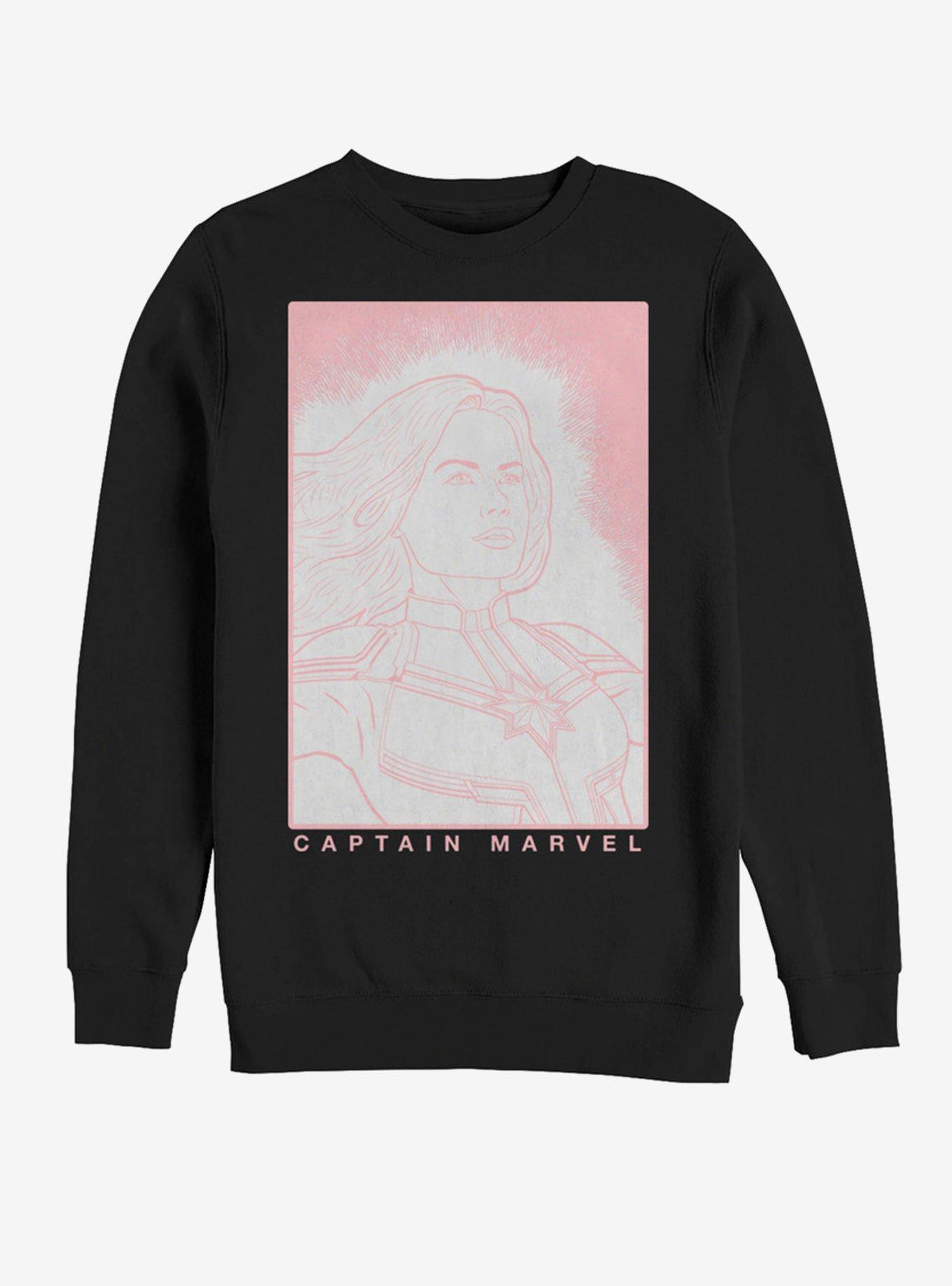 Marvel Avengers: Endgame Captain Marvel Crosshatch Sweatshirt, BLACK, hi-res