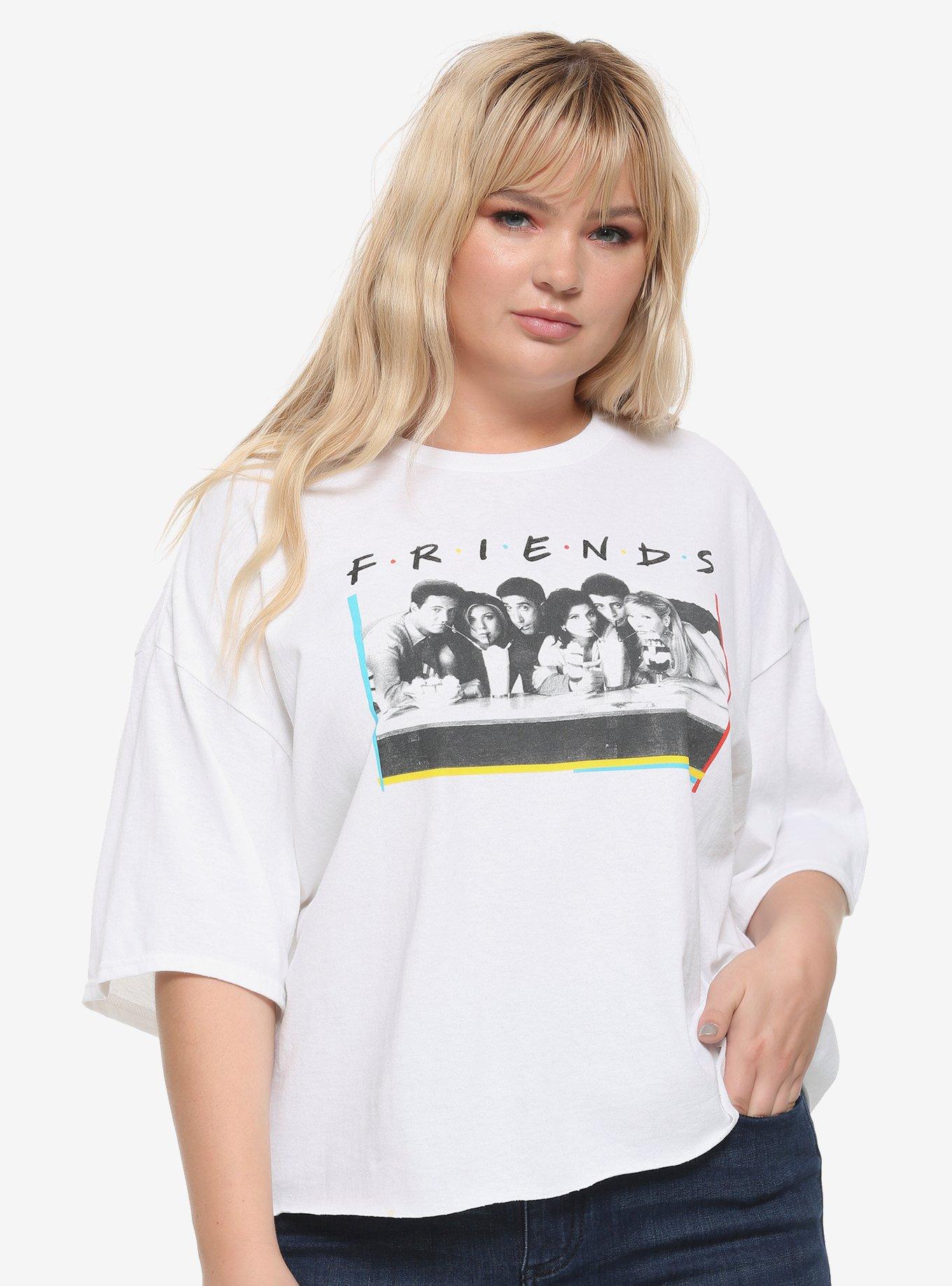 Friends Milkshake Photo Girls Oversized Crop T-Shirt Plus Size, MULTI, hi-res