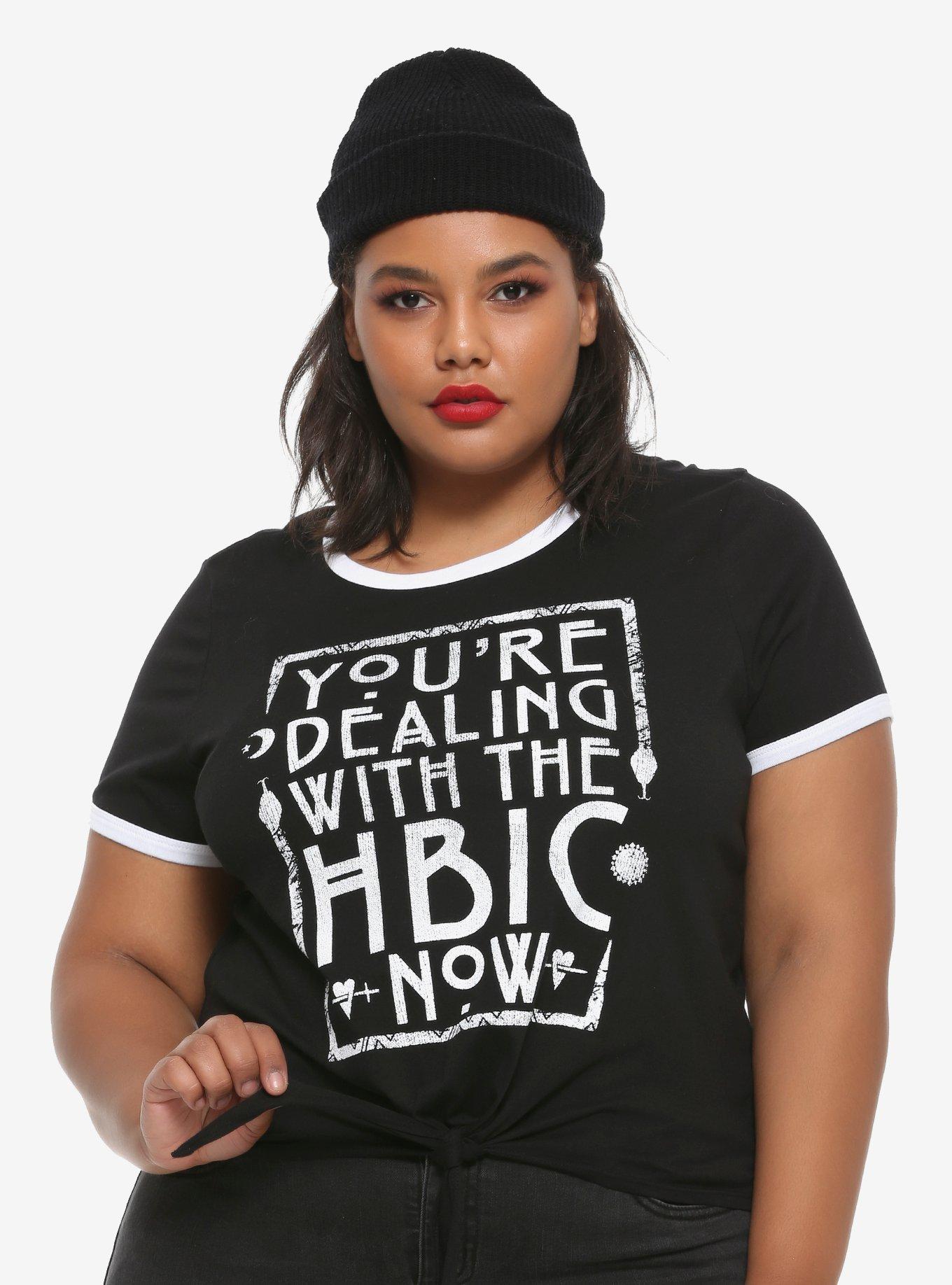 American Horror Story: Apocalypse HBIC Girls Tie-Front T-Shirt Plus Size, WHITE, hi-res