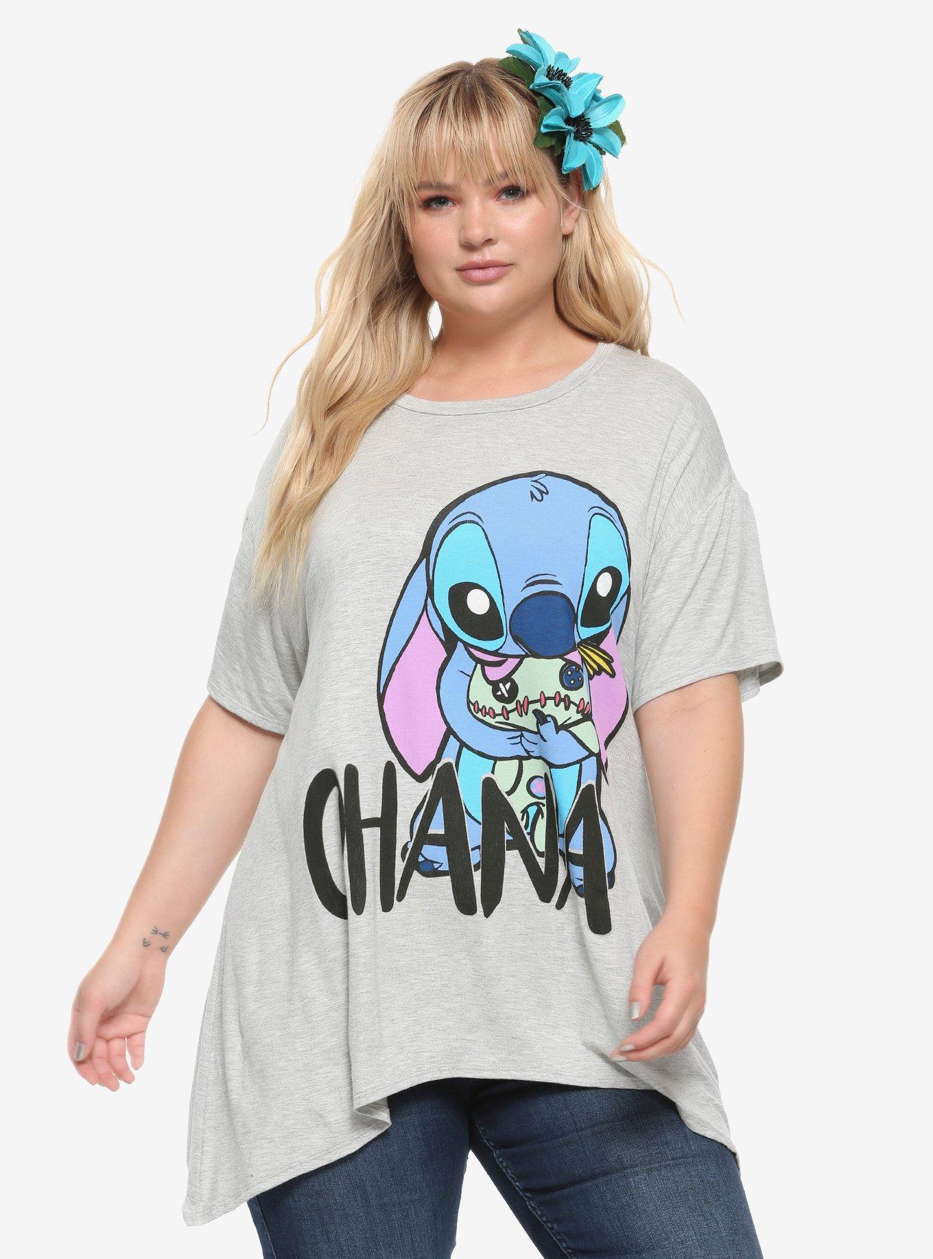 Disney Lilo & Stitch Ohana Shark Bite Girls T-shirt Plus Size 