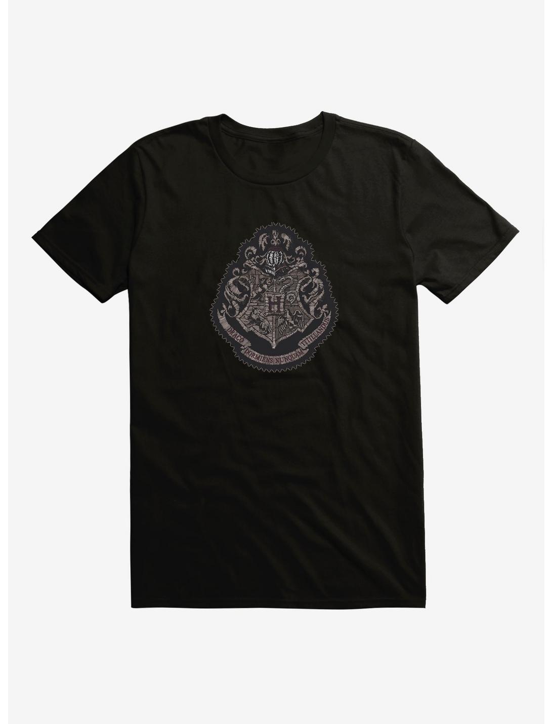 Harry Potter Grayscale Hogwarts Crest T-Shirt, BLACK, hi-res