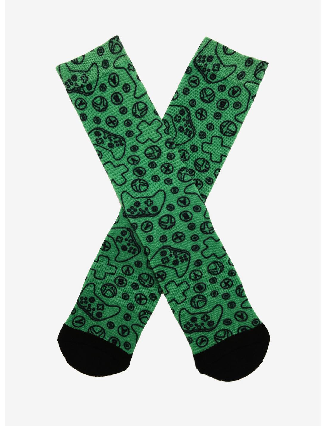 Xbox Controller Icons Crew Socks - BoxLunch Exclusive, , hi-res