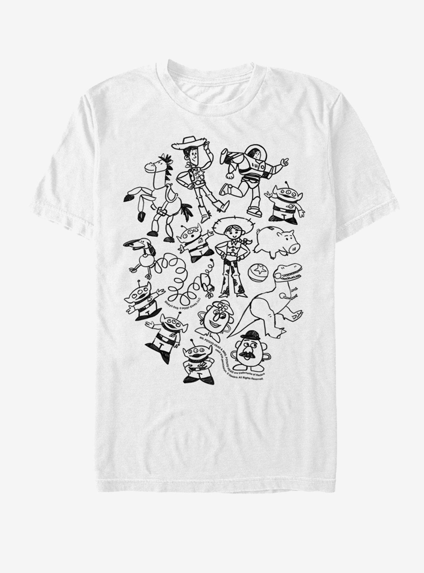 Disney Pixar Toy Story Group Doodle T-Shirt, WHITE, hi-res