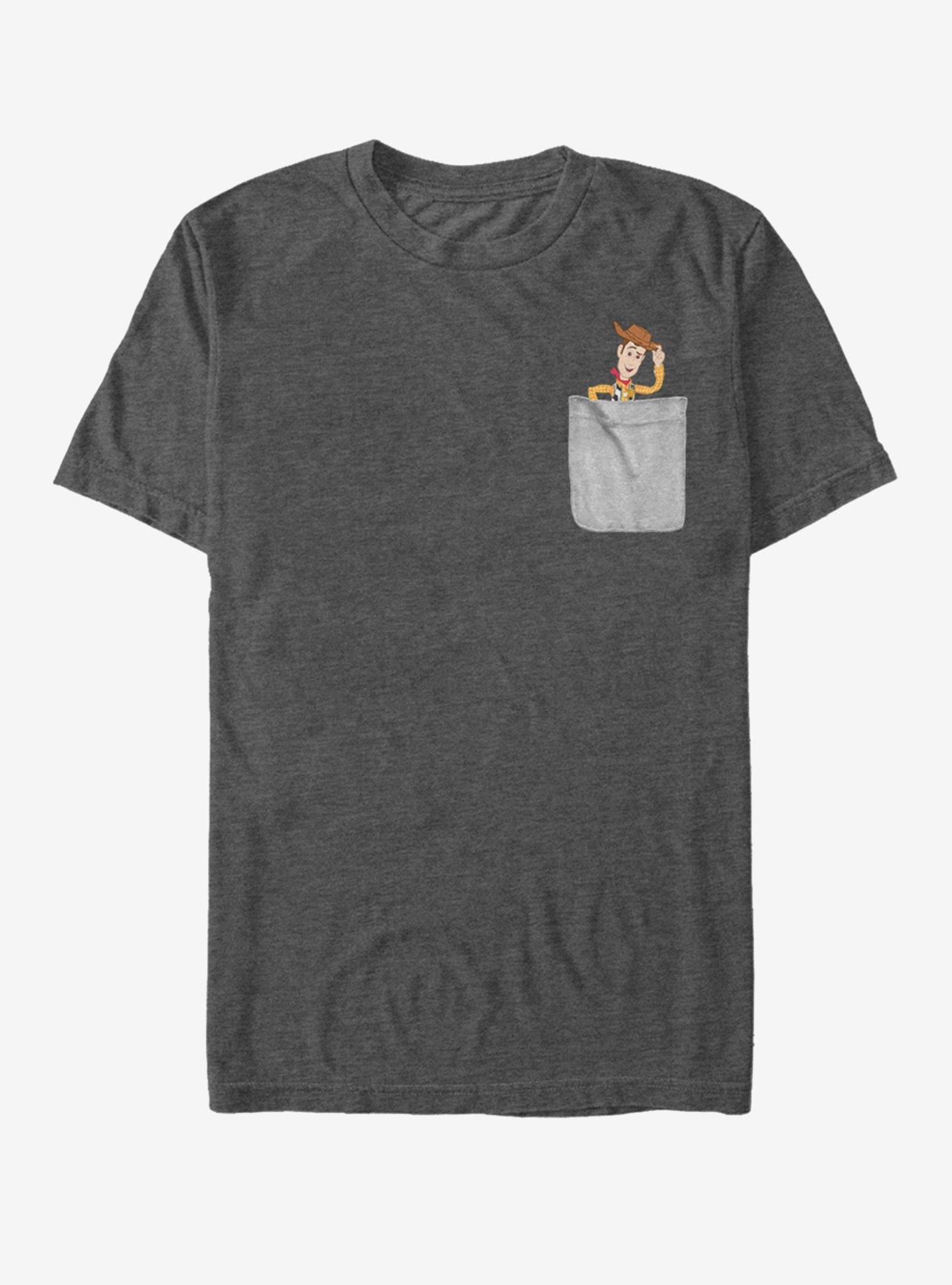 Disney Pixar Toy Story Woody Faux Pocket T-Shirt, CHAR HTR, hi-res