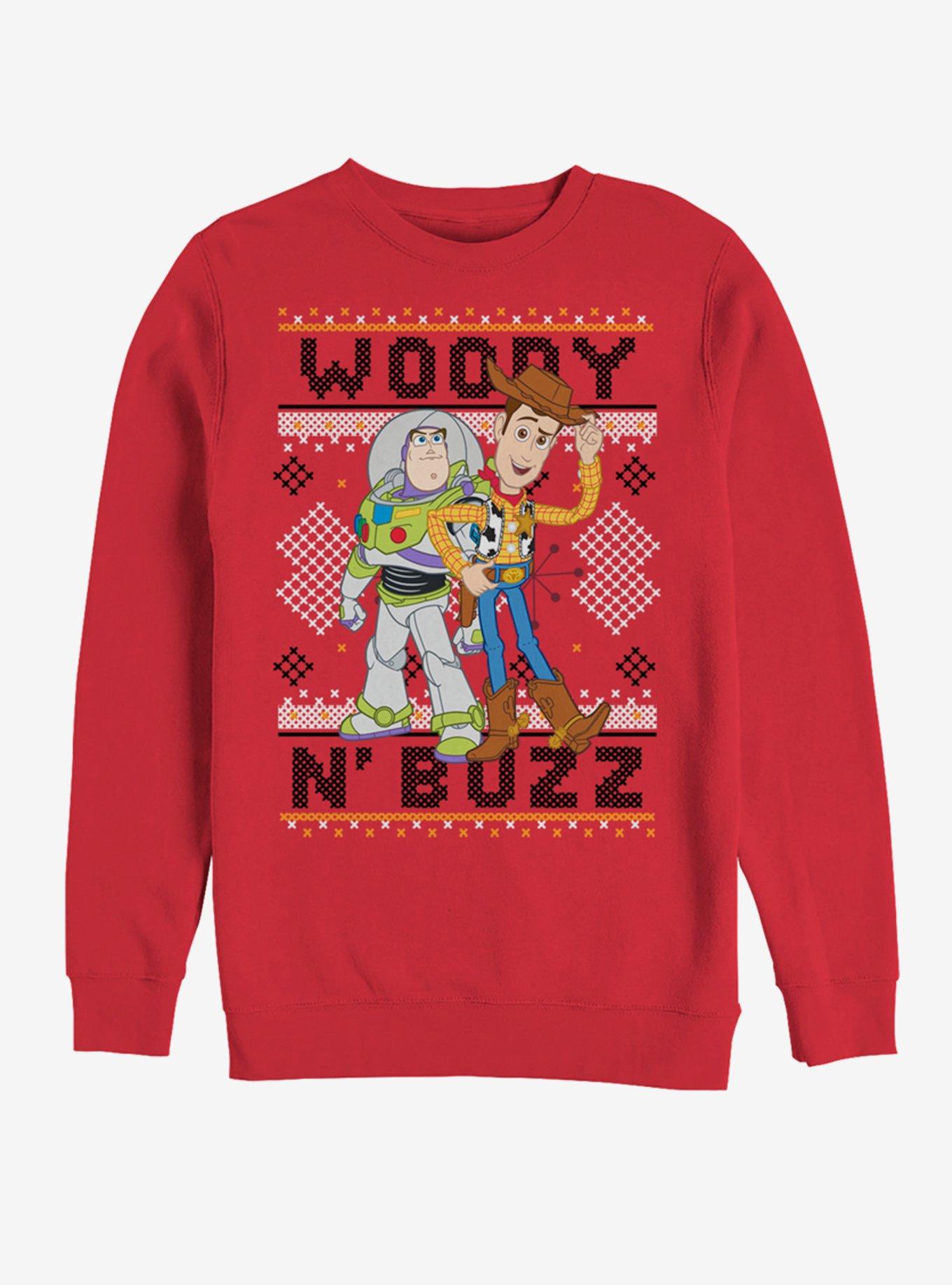 Disney Pixar Toy Story Woody Buzz Sew Sweatshirt, RED, hi-res