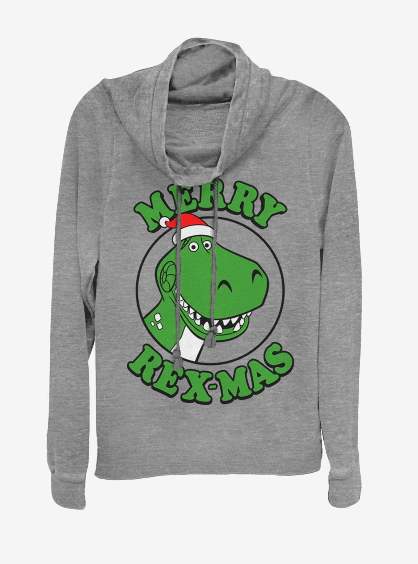 Disney Pixar Toy Story Merry Rexmas Cowlneck Long-Sleeve Womens Top, GRAY HTR, hi-res