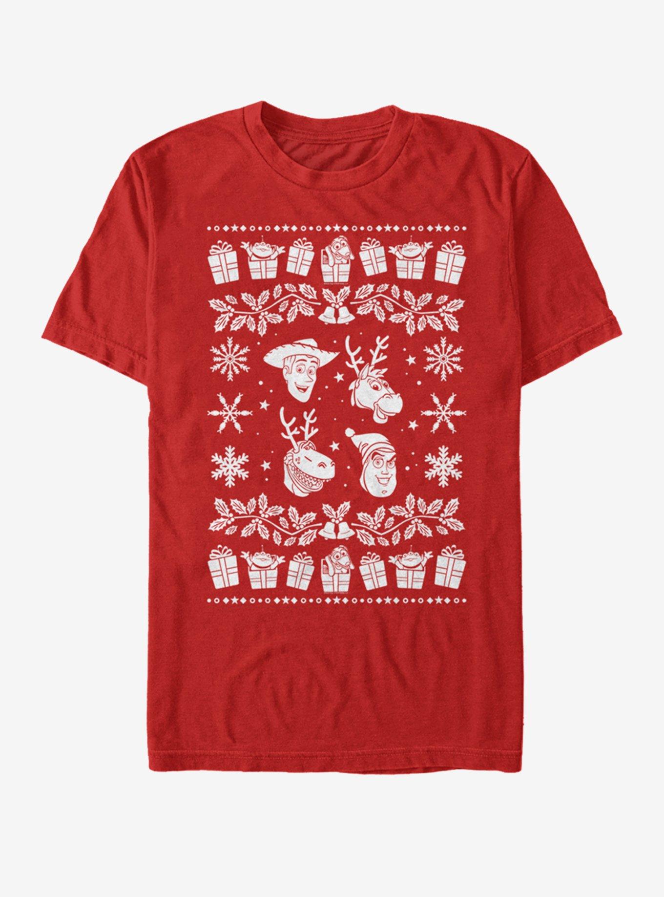 Disney Pixar Toy Story Christmas Sweater Story T-Shirt - RED | BoxLunch