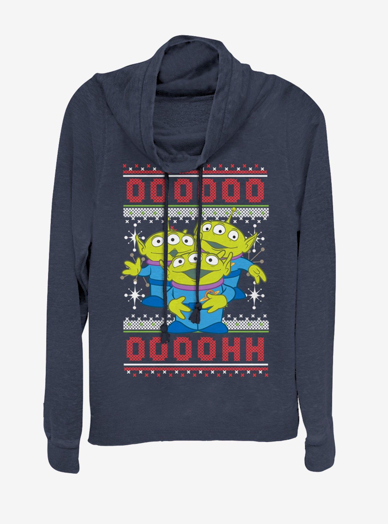 Disney Pixar Toy Story Oooh Presents Cowlneck Long-Sleeve Womens Top, NAVY, hi-res