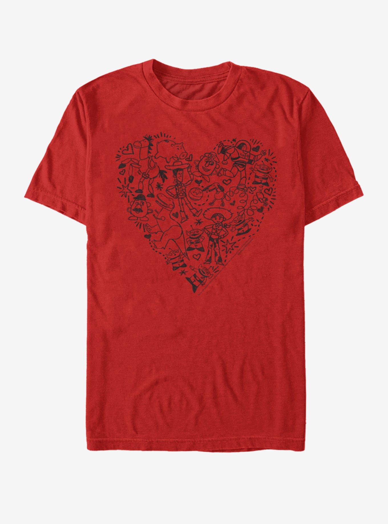 Disney Pixar Toy Story Group Doodle Heart T-Shirt, RED, hi-res