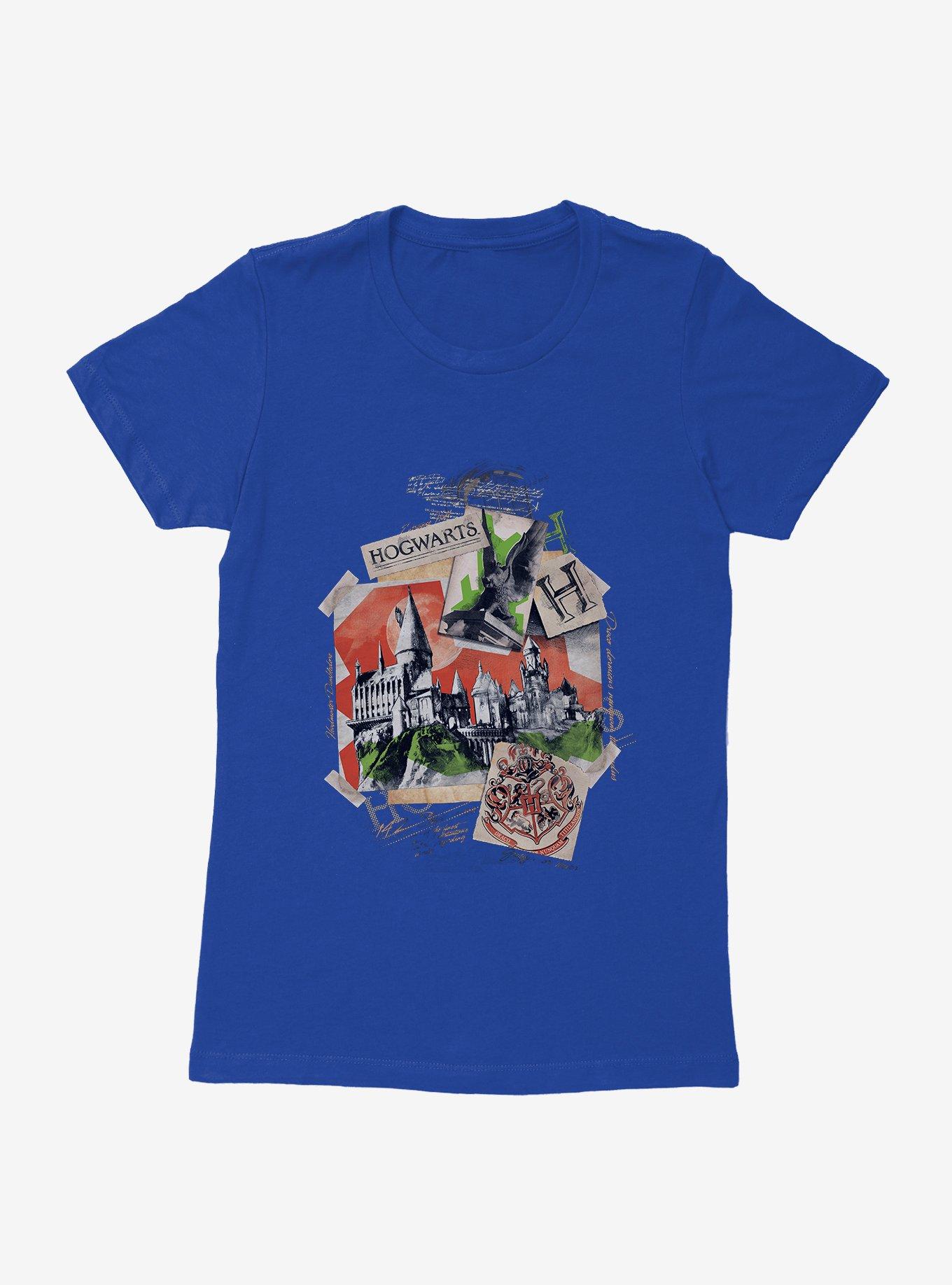 Harry Potter Hogwarts Castle Collage Womens T-Shirt, ROYAL BLUE, hi-res