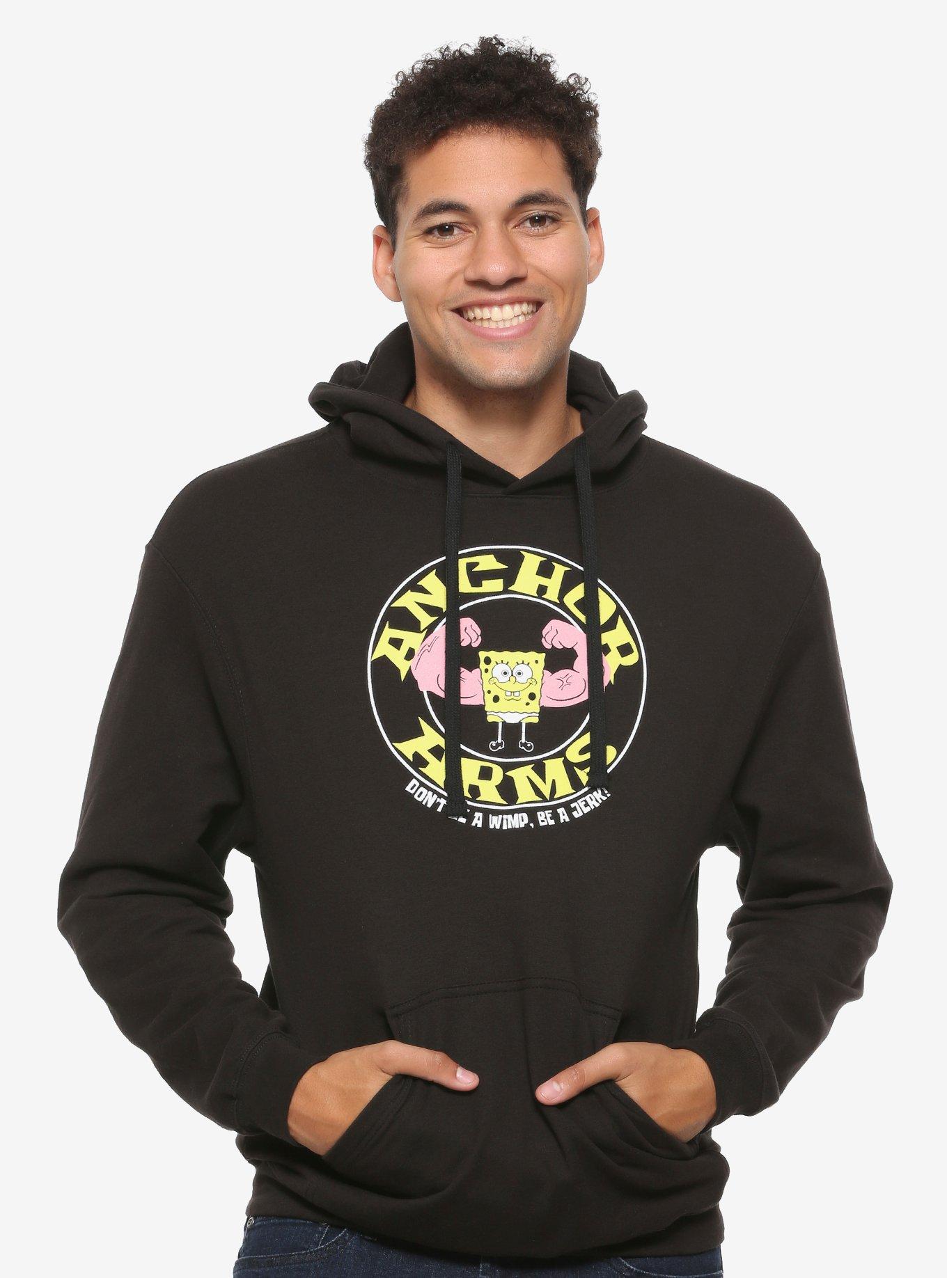 SpongeBob SquarePants Anchor Arms Hoodie - BoxLunch Exclusive, BLACK, hi-res