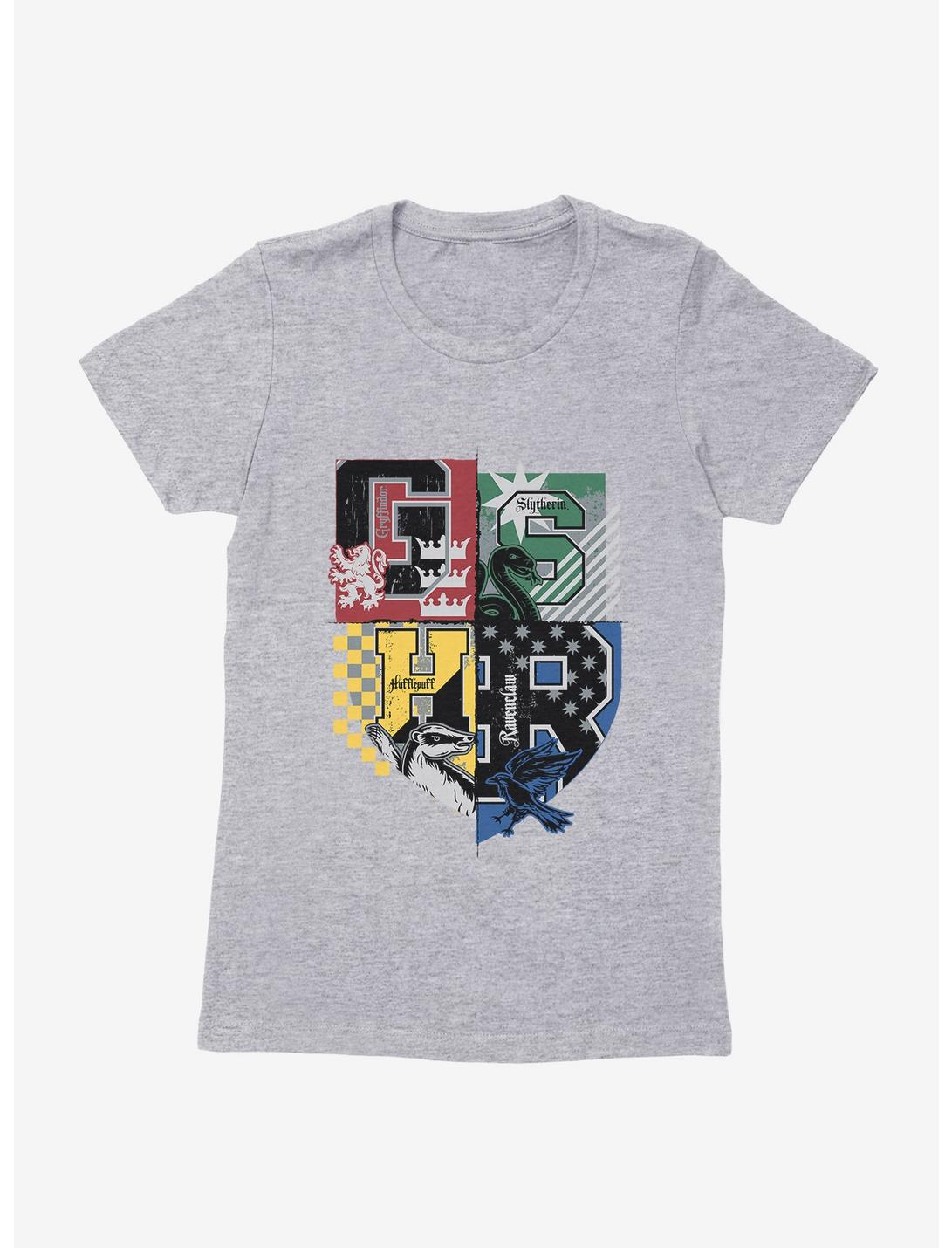 Harry Potter House Colors Shield Womens T-Shirt, HEATHER GREY, hi-res
