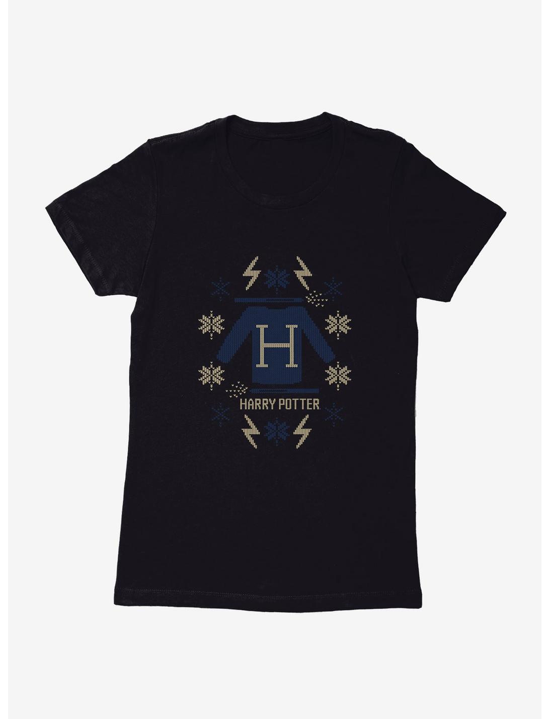 Harry Potter Christmas Sweater Design Womens T-Shirt, BLACK, hi-res