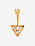14G Steel Gold CZ Triangle Curved Navel Barbell, , hi-res