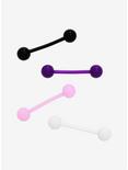 14G Acrylic Purple Pink Black White Barbell 4 Pack, , hi-res