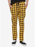 Yellow Plaid Drawstring Pants, PLAID - YELLOW, hi-res