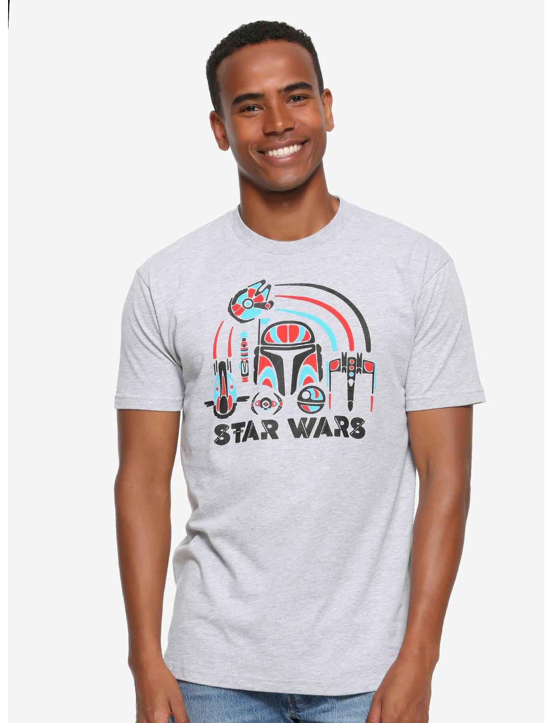 Star Wars Boba Fett Symbols T-Shirt - BoxLunch Exclusive, GREY, hi-res