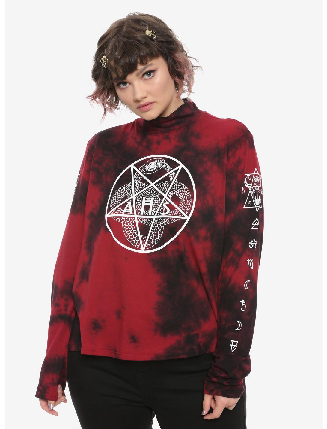 American Horror Story Occult Symbols Tie-Dye Girls Long-Sleeve T-Shirt Plus Size, BLACK, hi-res
