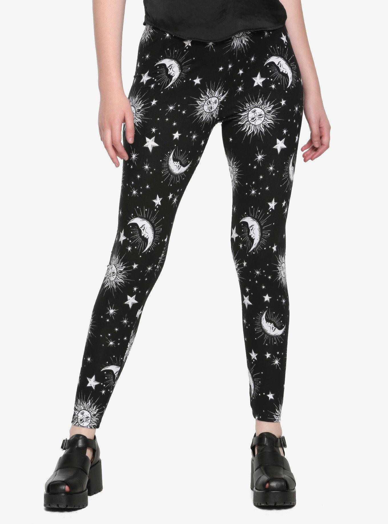 Celestial Print Leggings, BLACK, hi-res