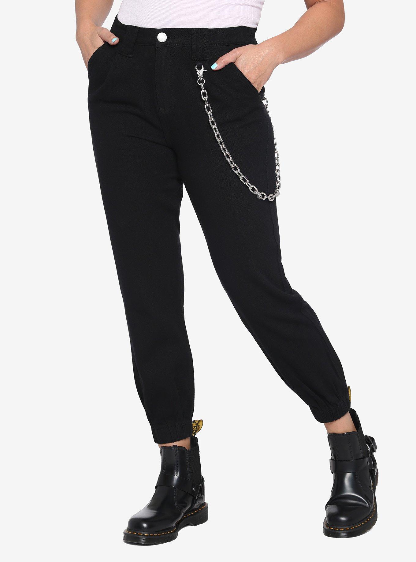 Black Denim Chain Jogger Pants | Hot Topic