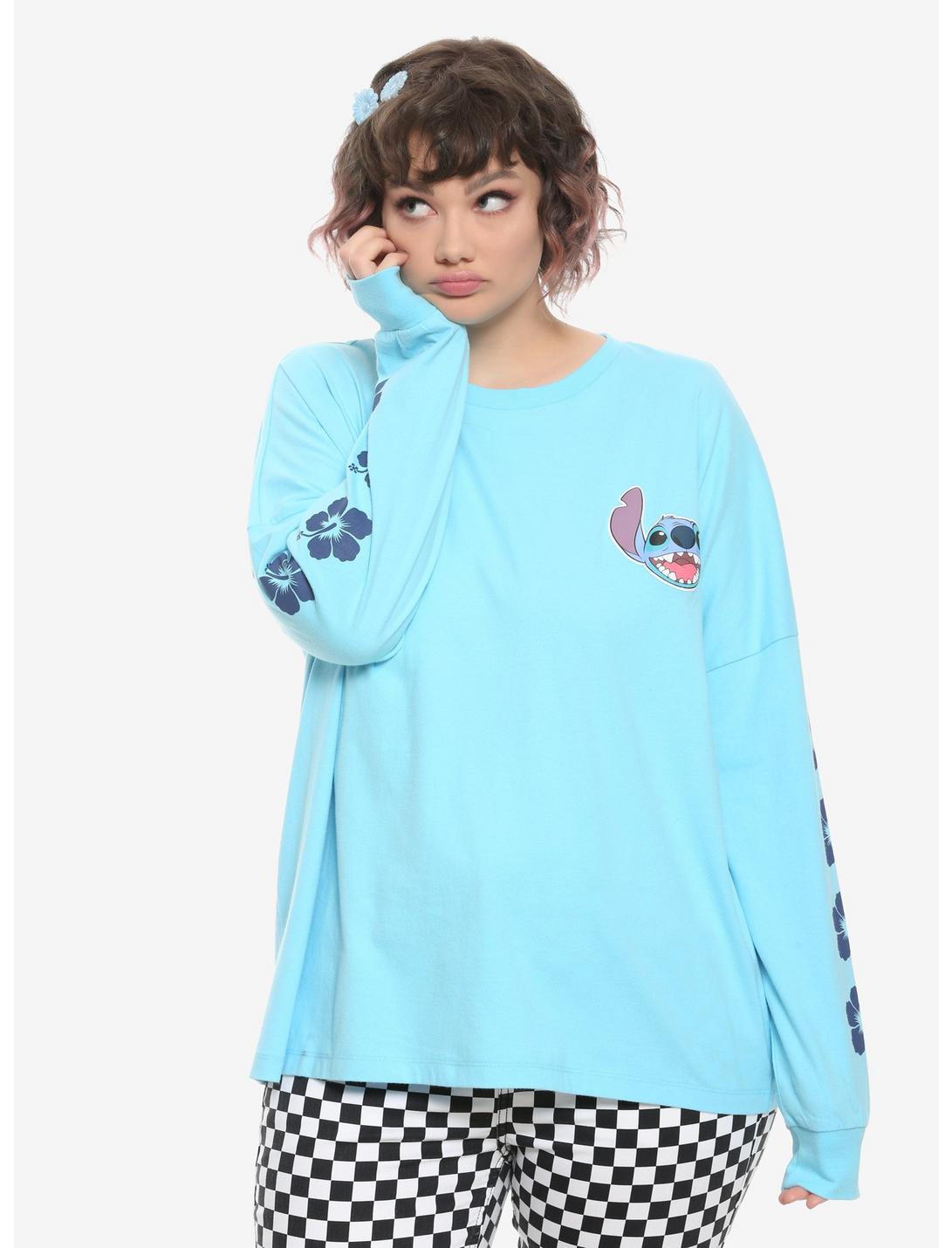 Disney Lilo & Stitch Ohana Girls Long-Sleeve Athletic Jersey Plus Size, BLUE, hi-res