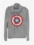 Marvel Avengers: Endgame Captain America Spray Logo Cowlneck Long-Sleeve Womens Top, GRAY HTR, hi-res