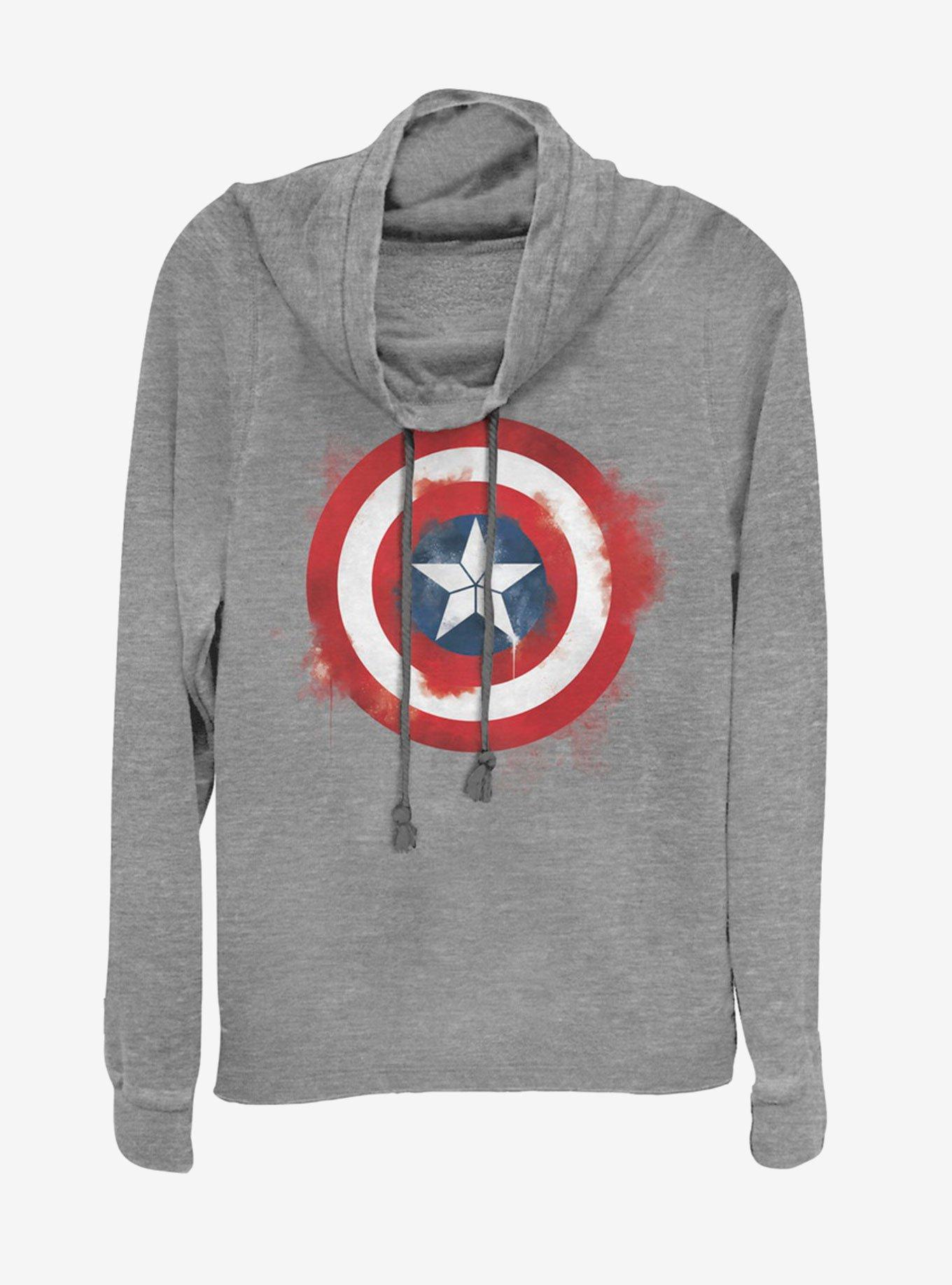 Marvel Avengers: Endgame Captain America Spray Logo Cowlneck Long-Sleeve Womens Top, , hi-res