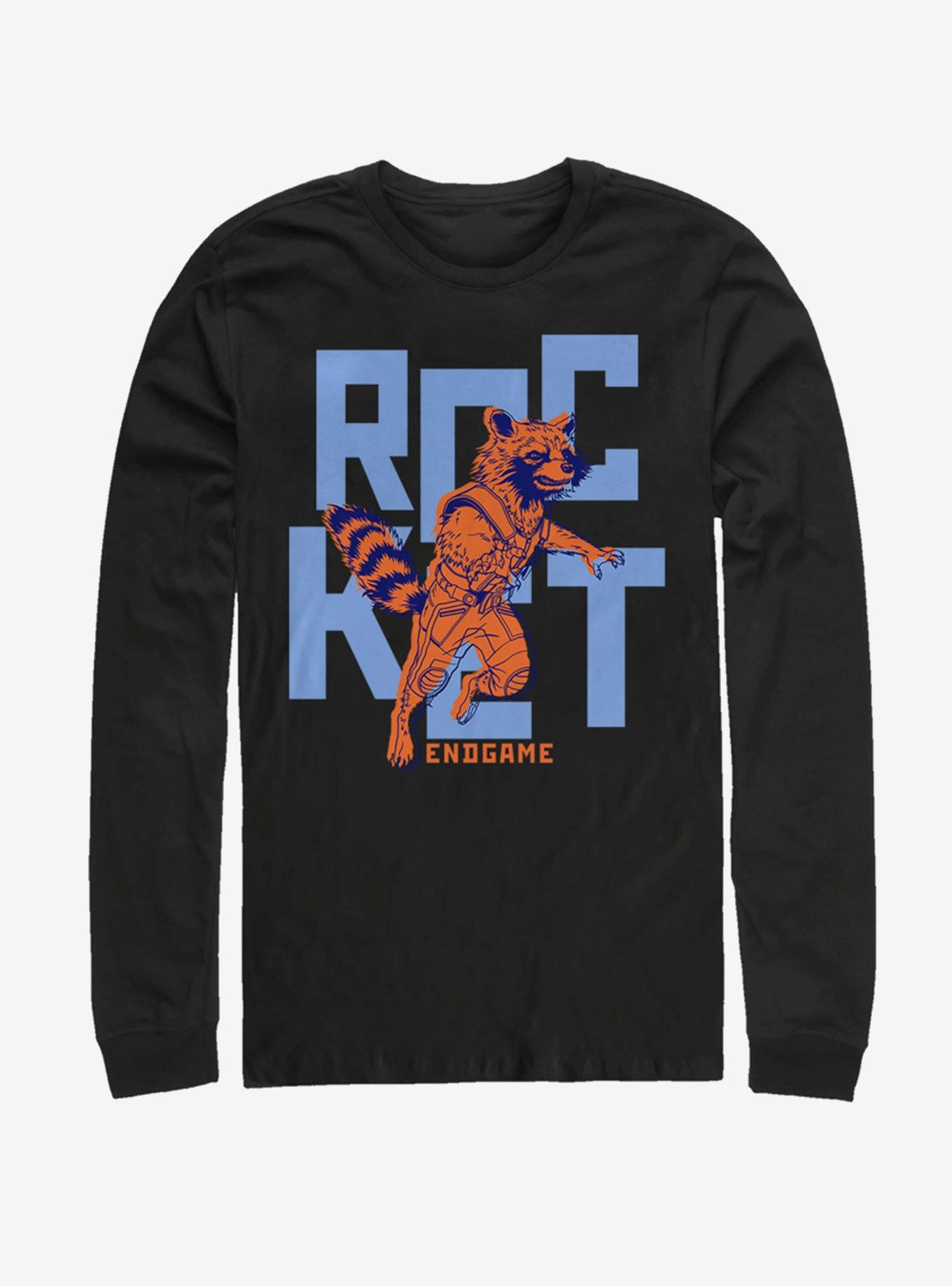 Marvel Avengers: Endgame Text Pop Rocket Long Sleeve T-Shirt, BLACK, hi-res