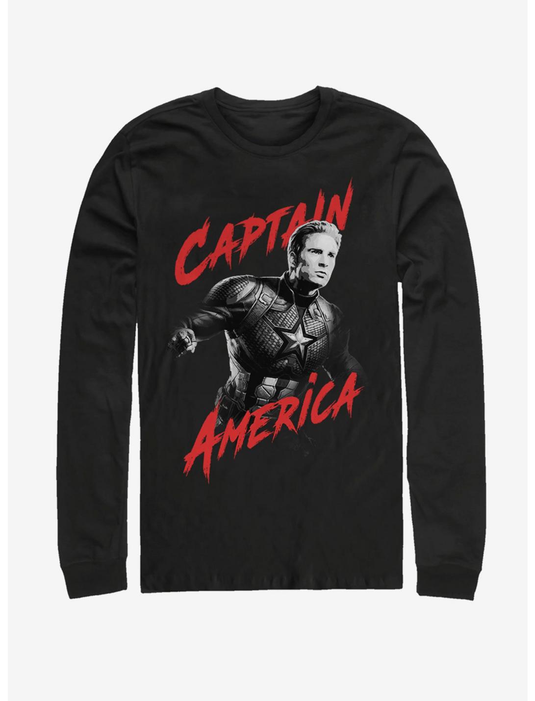 Marvel Avengers: Endgame High Contrast America Long Sleeve T-Shirt, BLACK, hi-res