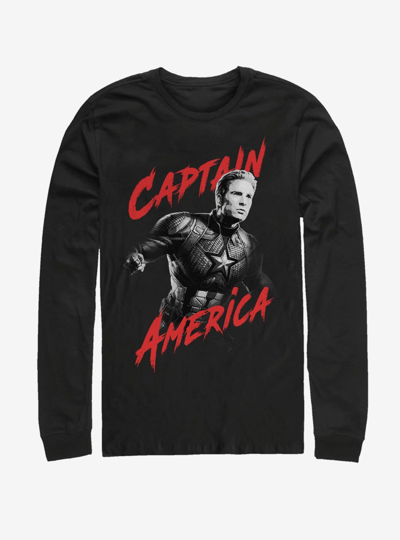 Marvel Avengers: Endgame High Contrast America Long Sleeve T-Shirt, BLACK, hi-res