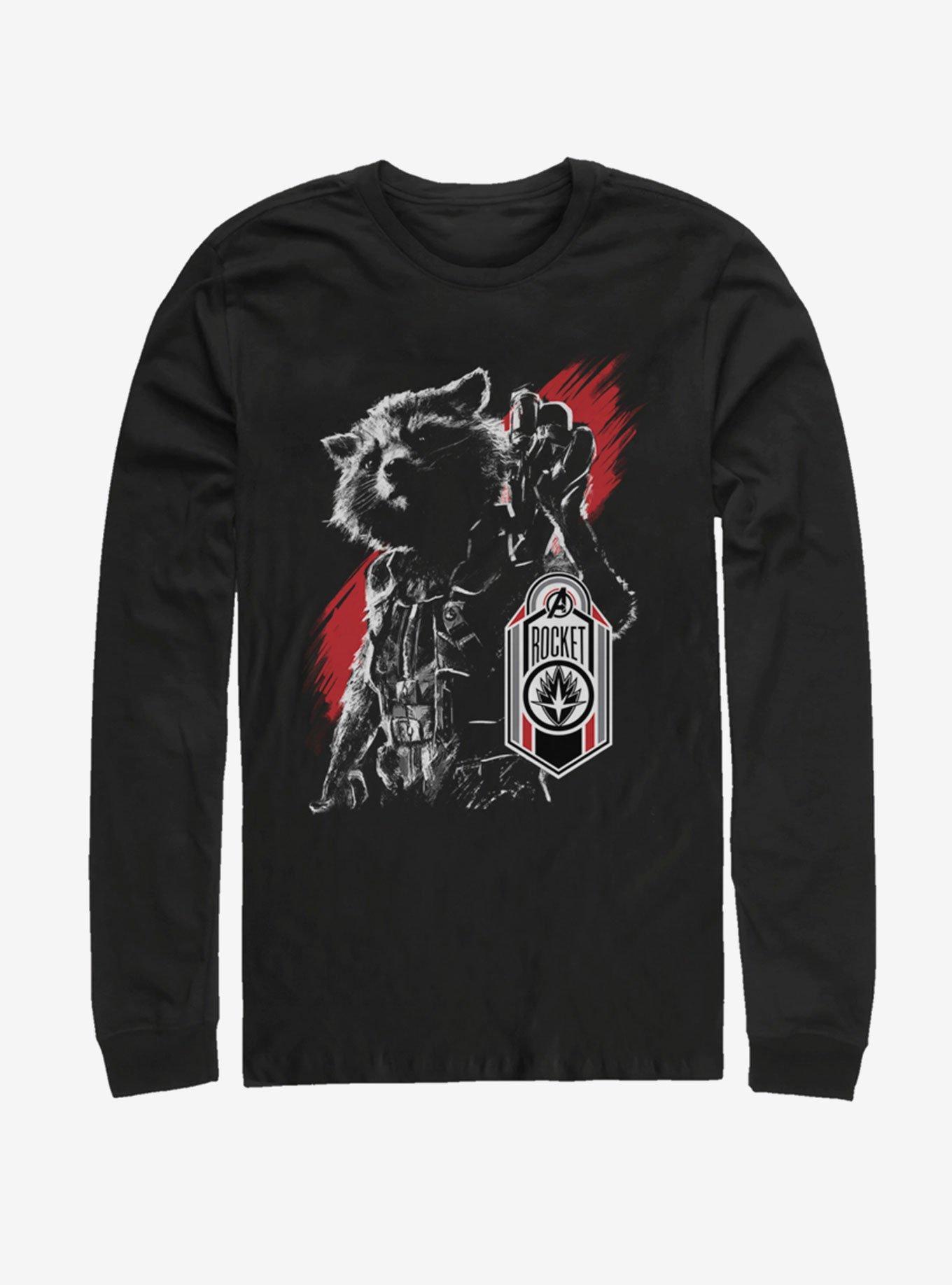 Marvel Avengers: Endgame Rocket Tag Long Sleeve T-Shirt, BLACK, hi-res