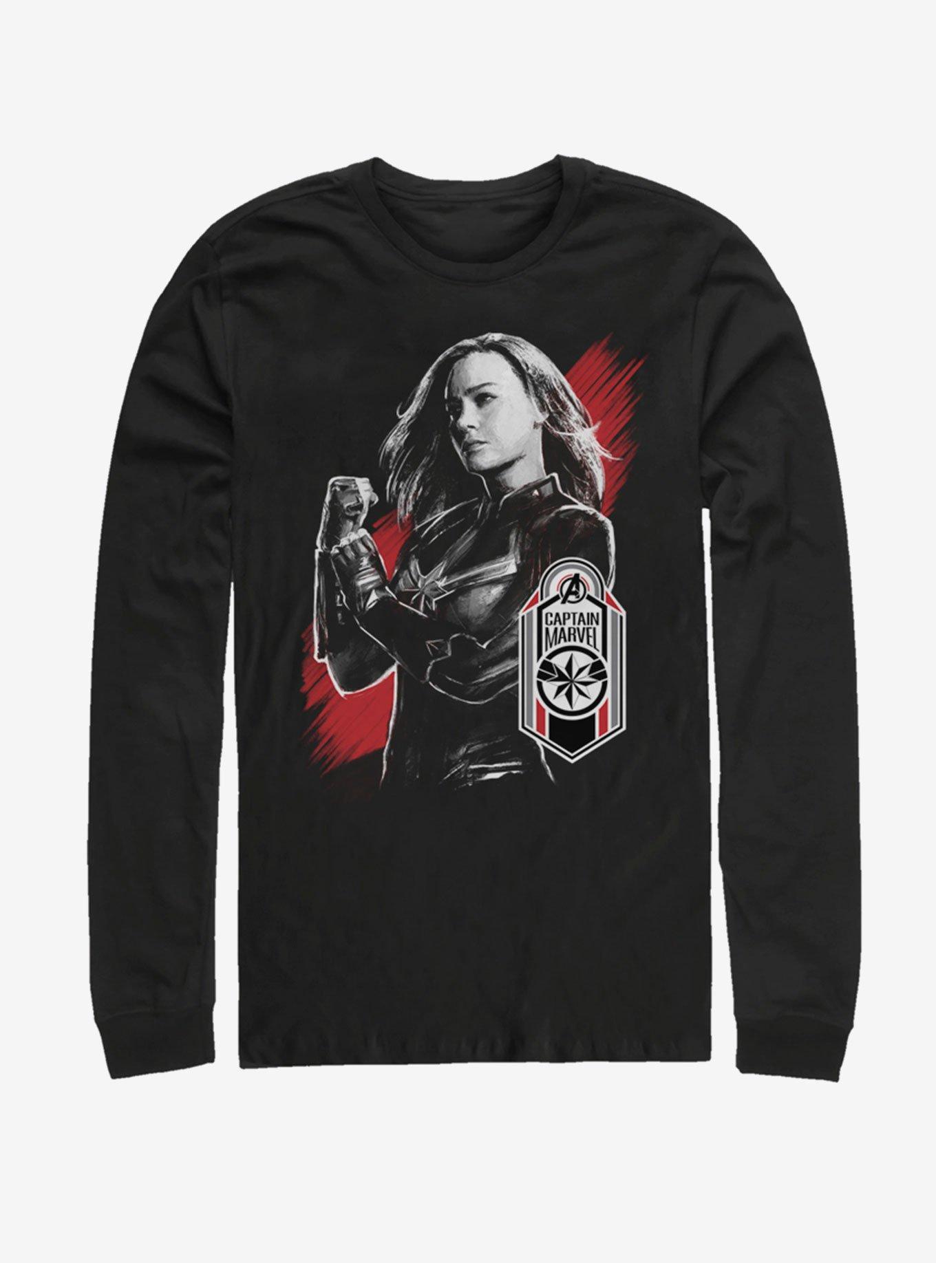 Marvel Avengers: Endgame Cap Marvel Tag Long Sleeve T-Shirt, BLACK, hi-res