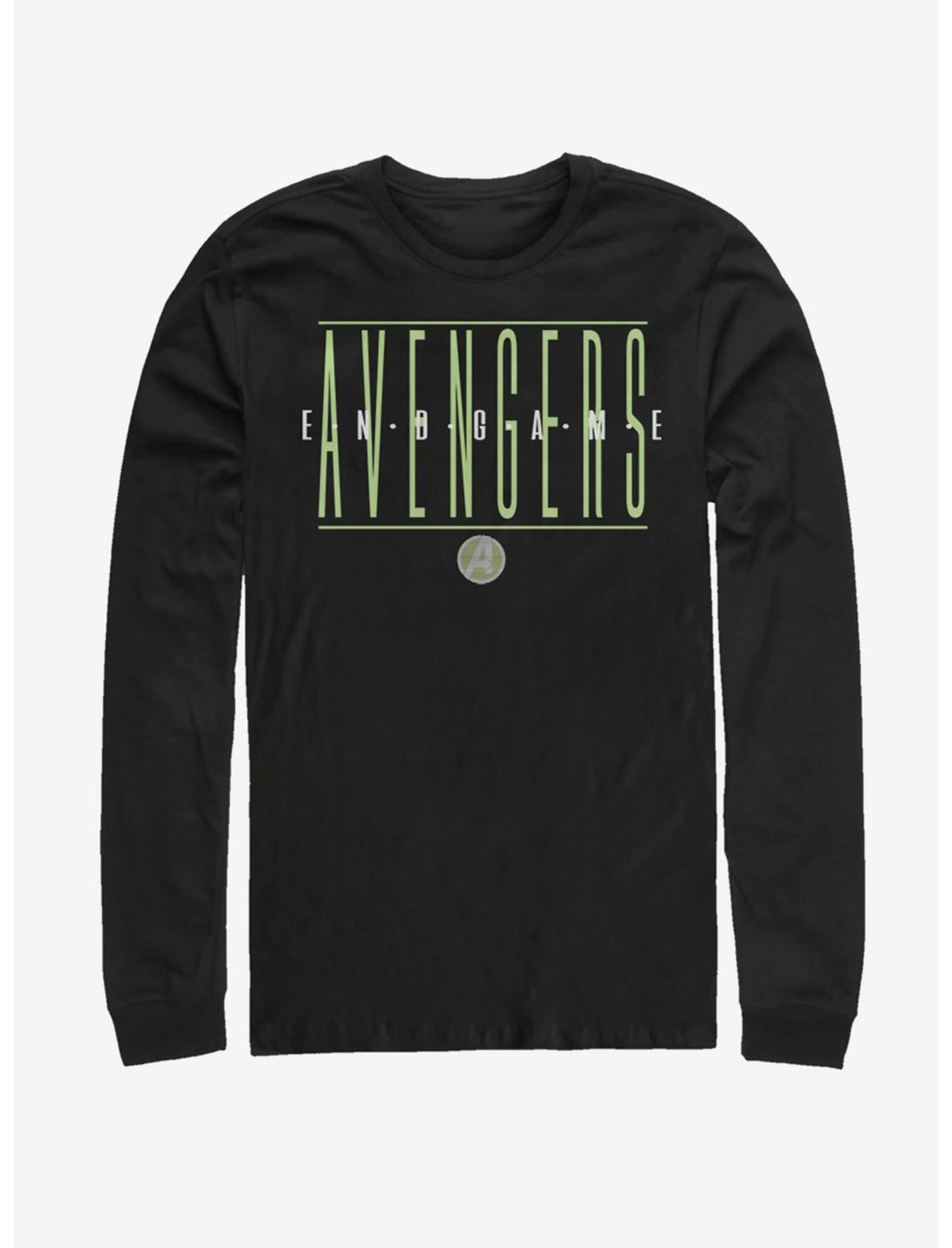 Marvel Avengers: Endgame Strikethrough Text Long Sleeve T-Shirt, BLACK, hi-res
