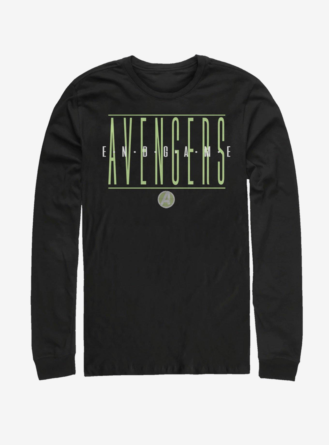 Marvel Avengers: Endgame Strikethrough Text Long Sleeve T-Shirt, BLACK, hi-res