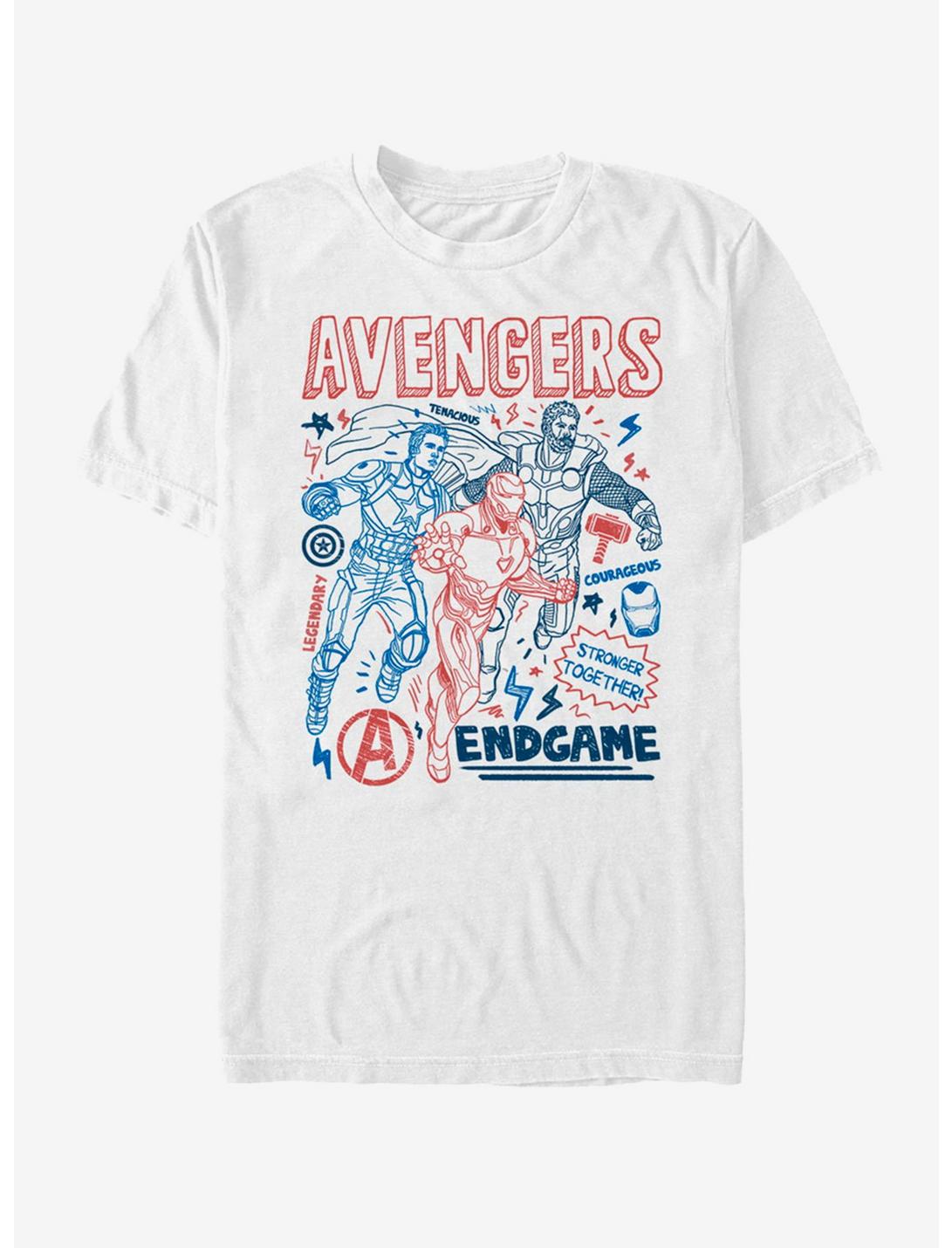 Marvel Avengers: Endgame Earths Mightiest Doodles T-Shirt, WHITE, hi-res