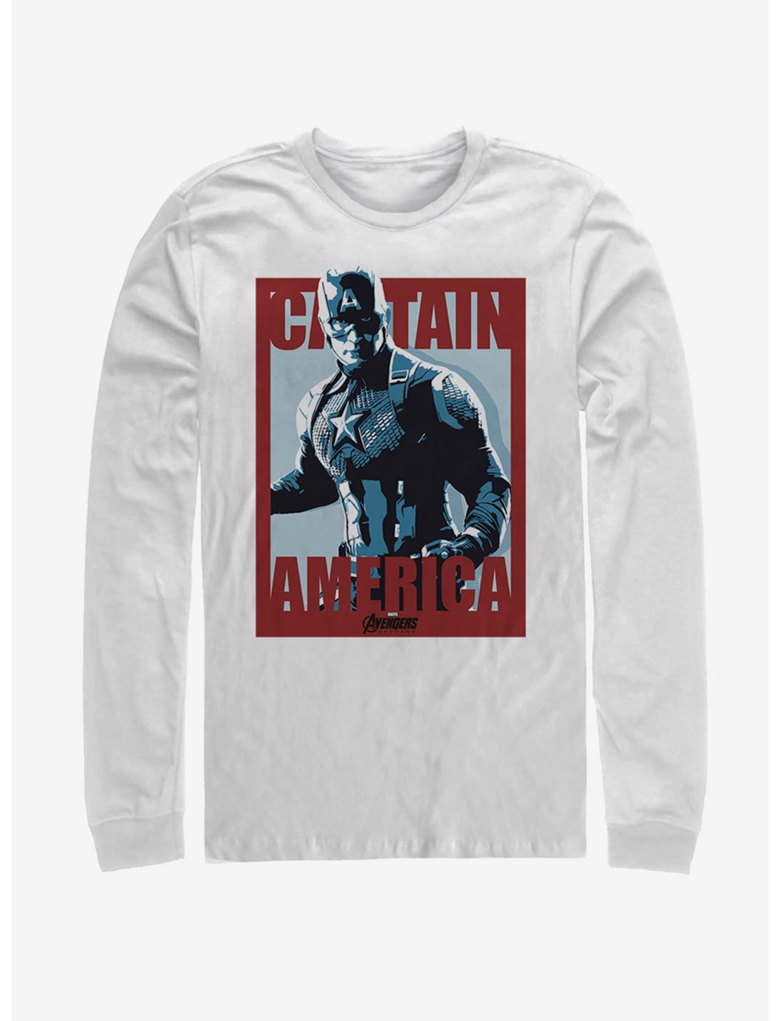 Marvel Avengers: Endgame Captain Poster Long Sleeve T-Shirt, WHITE, hi-res