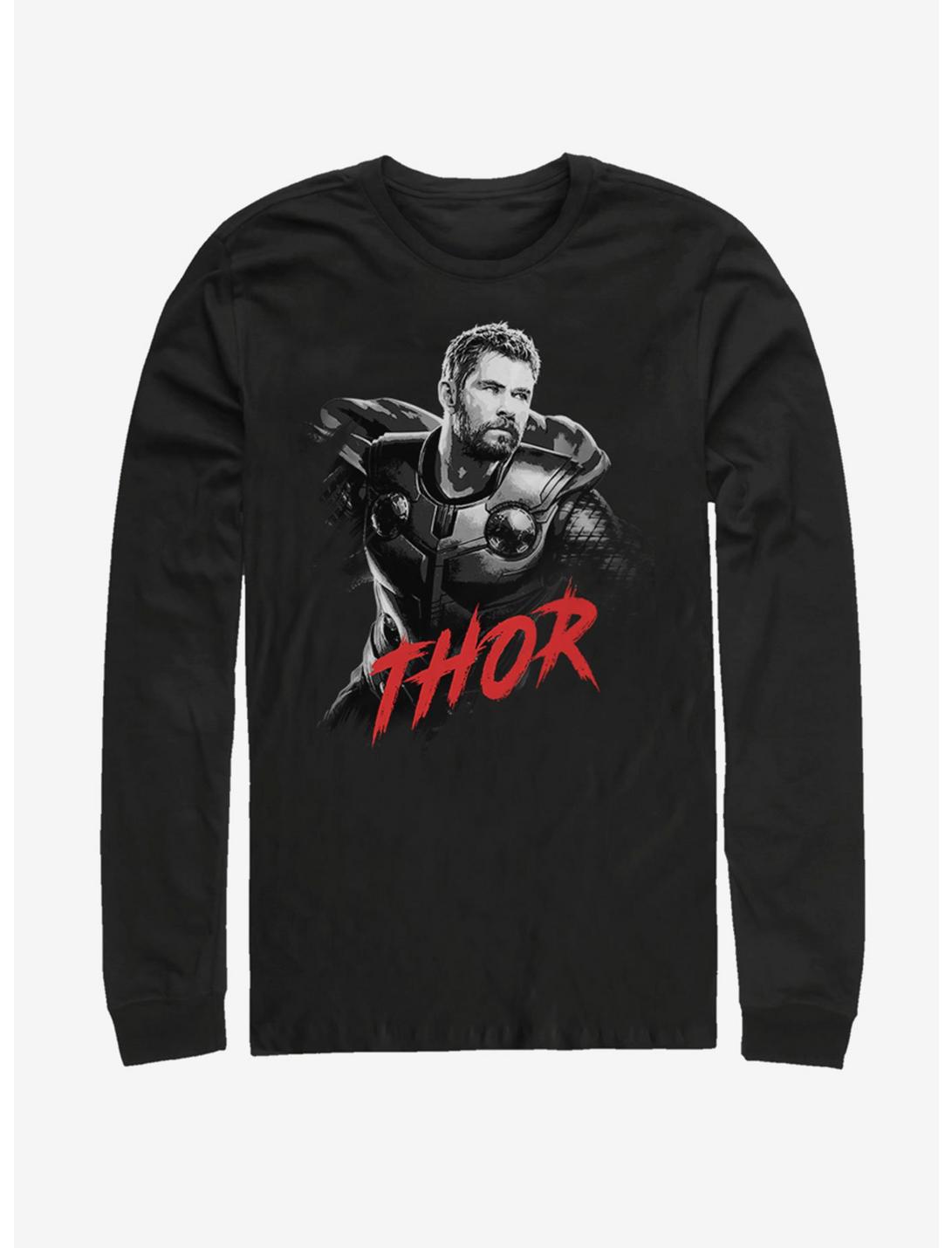 Marvel Avengers: Endgame High Contrast Thor Long Sleeve T-Shirt, BLACK, hi-res
