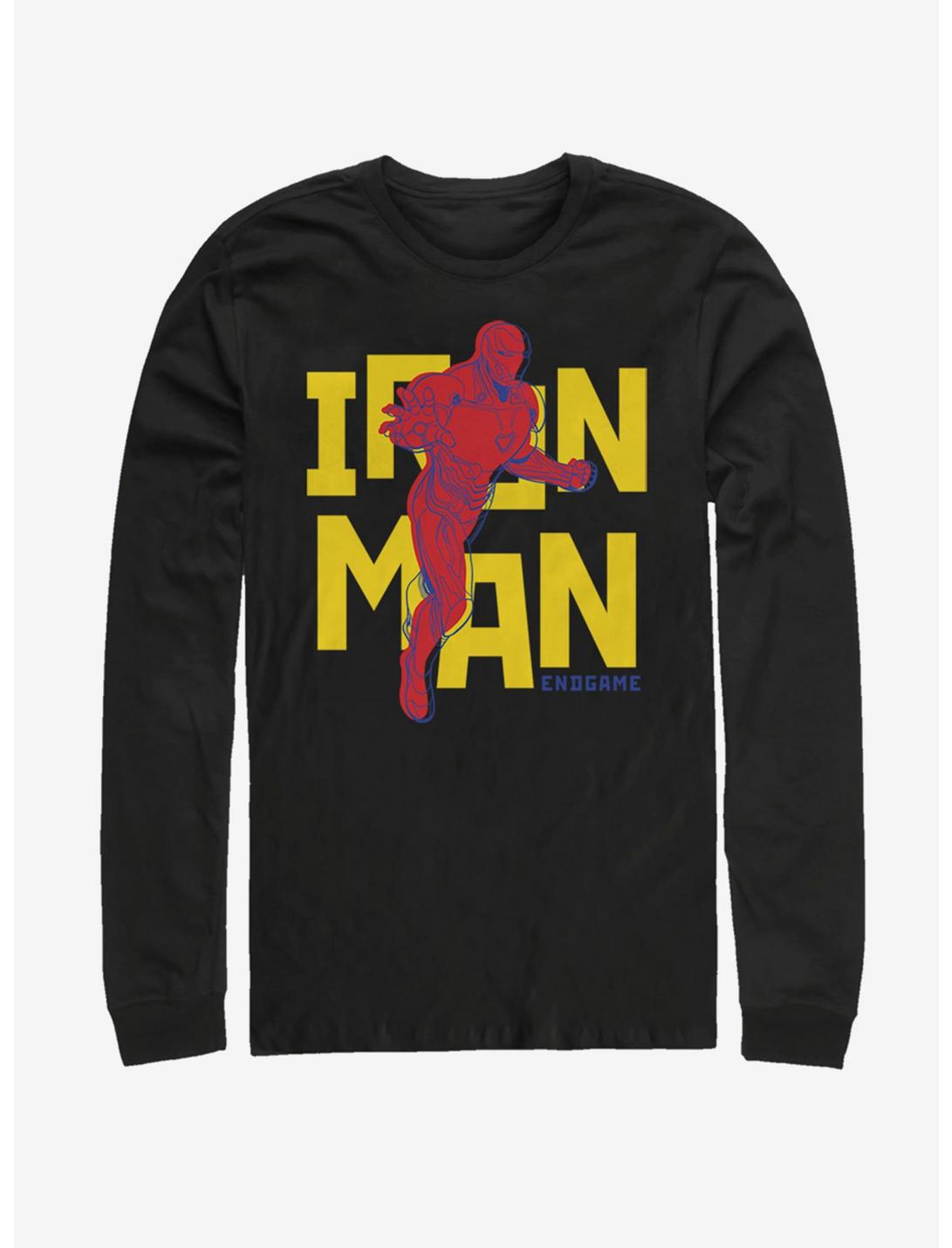 Marvel Avengers: Endgame Text Pop Iron Man Long Sleeve T-Shirt, BLACK, hi-res