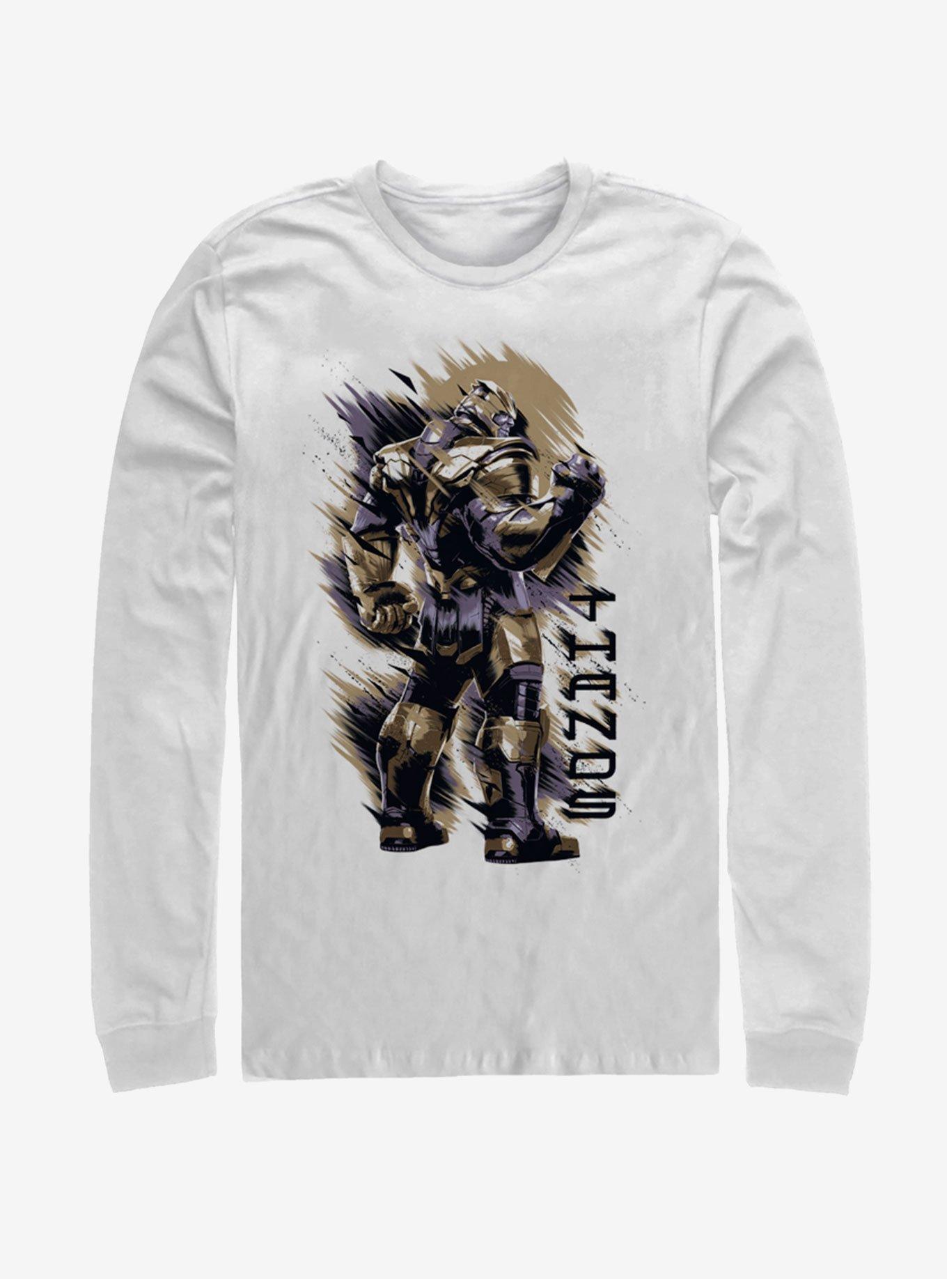 Marvel Avengers: Endgame Thanos Shoulder Long Sleeve T-Shirt, WHITE, hi-res