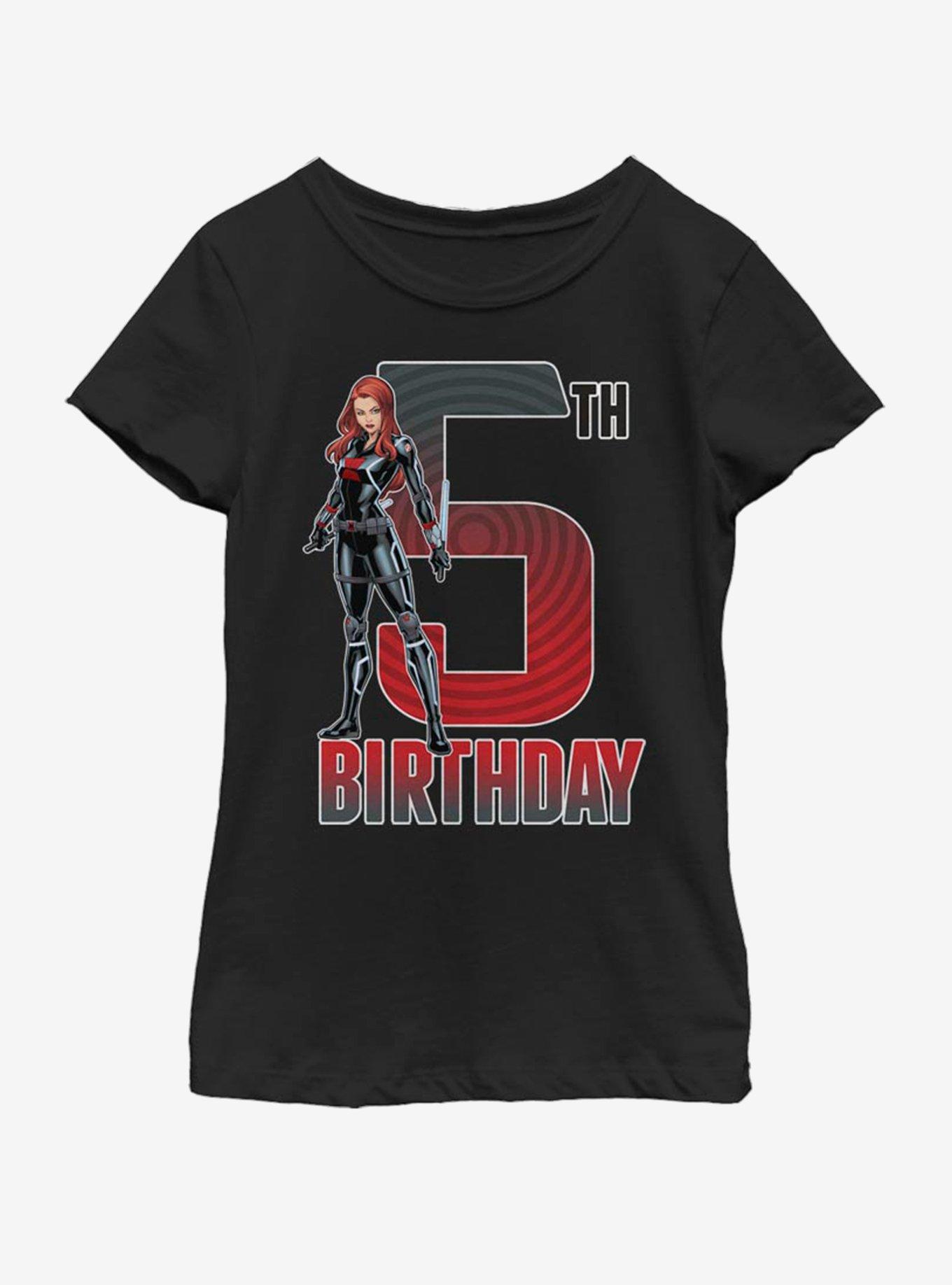 Marvel Black Widow 5th Bday Youth Girls T-Shirt, BLACK, hi-res
