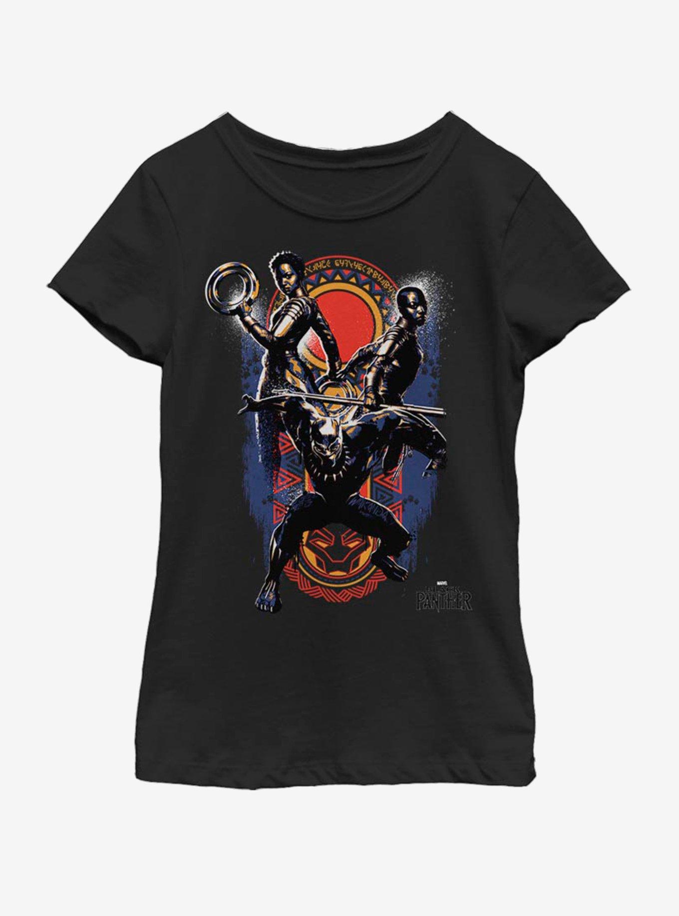 Marvel Black Panther Big Three Youth Girls T-Shirt, BLACK, hi-res