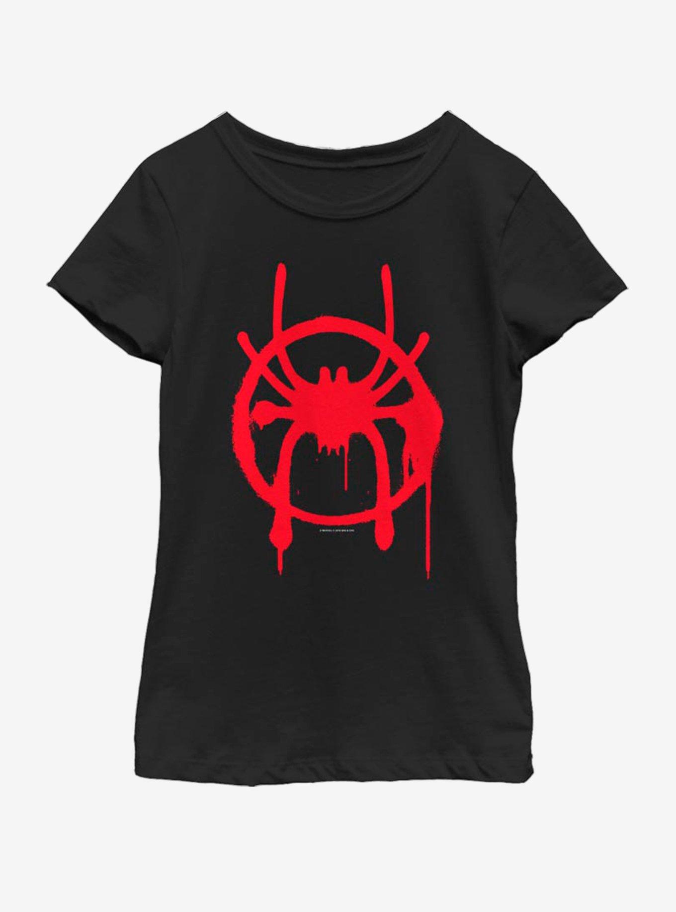 Marvel Spiderman Miles Symbol Youth Girls T-Shirt, BLACK, hi-res