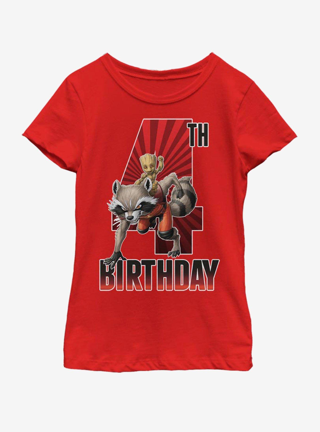 Marvel Guardians of the Galaxy Groot 4th Bday Youth Girls T-Shirt, , hi-res