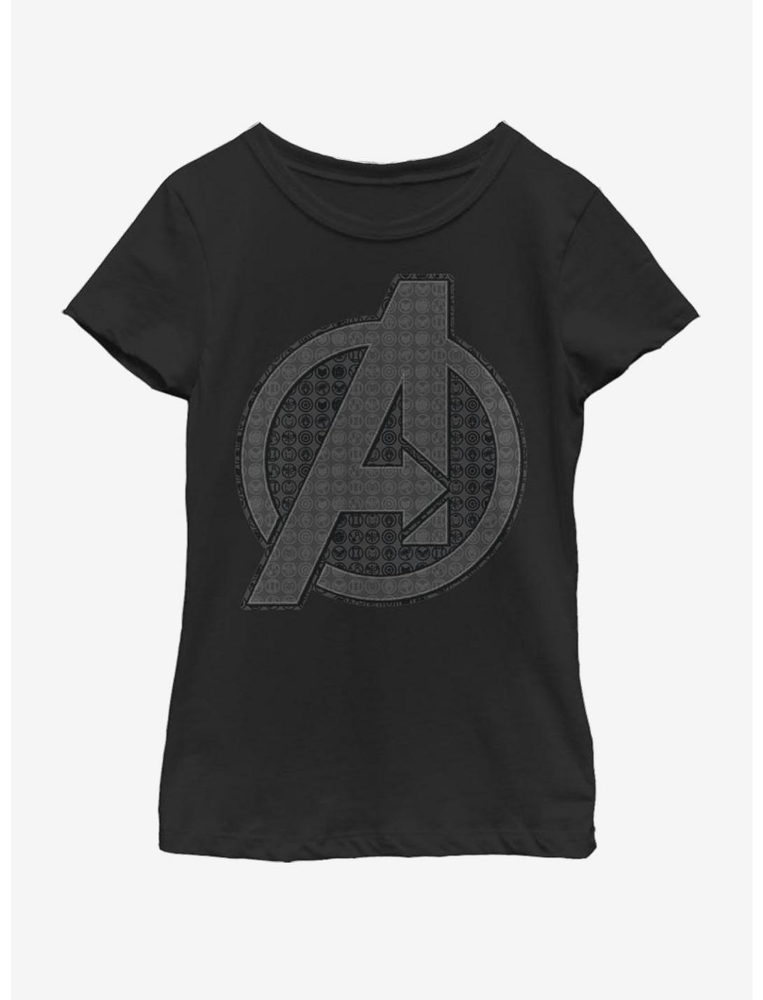 Marvel Avengers: Endgame Endgame Grayscale Logo Youth Girls T-Shirt, BLACK, hi-res