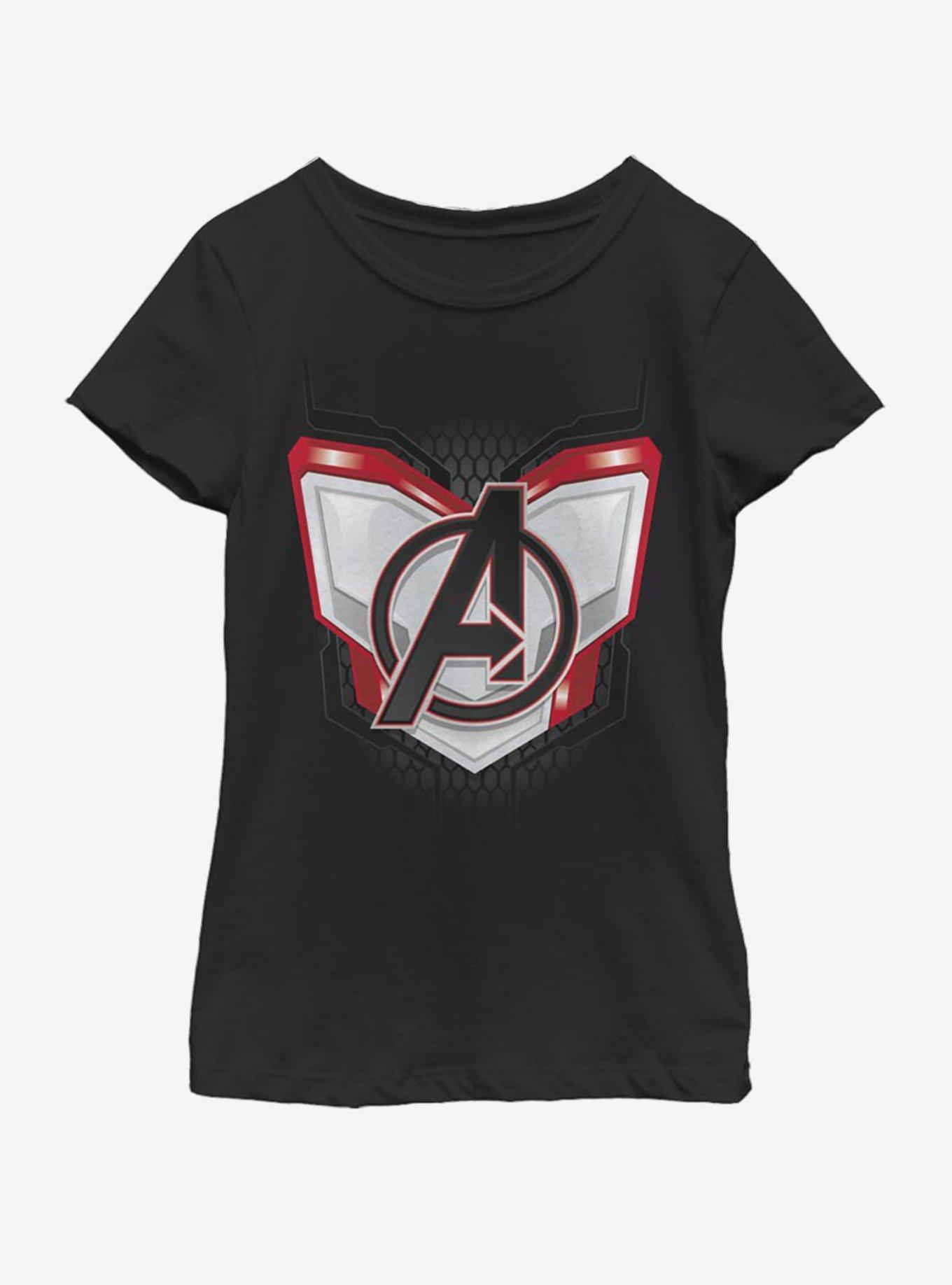 Marvel Avengers: Endgame Endgame Logo Armor Youth Girls T-Shirt - BLACK ...