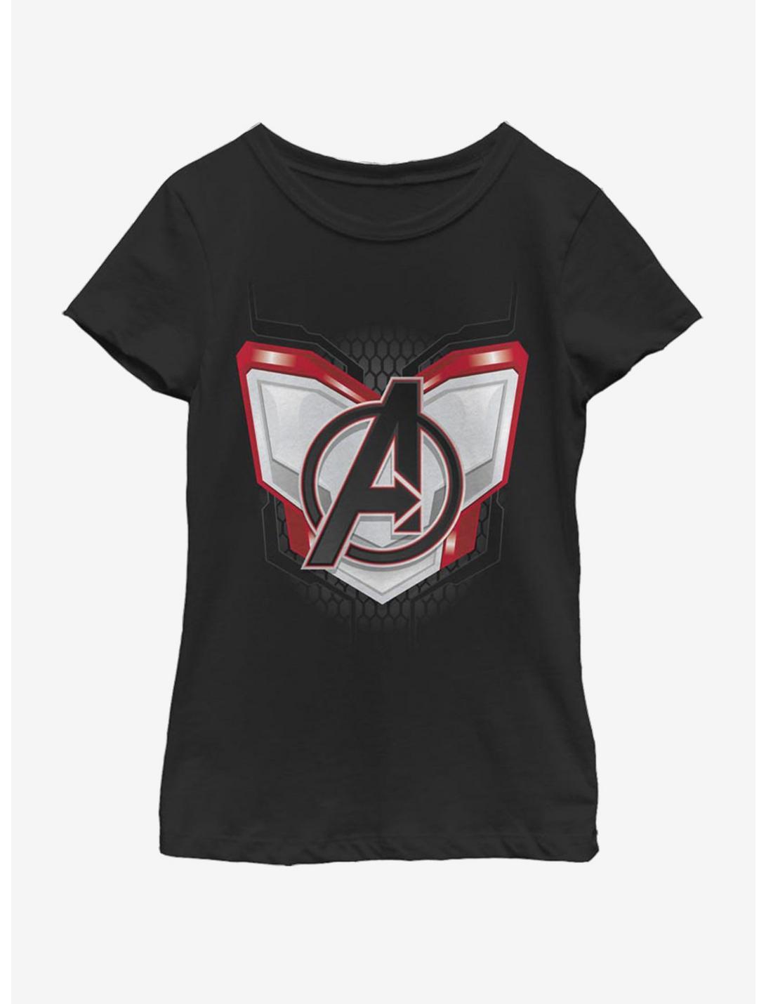 Marvel Avengers: Endgame Endgame Logo Armor Youth Girls T-Shirt, BLACK, hi-res