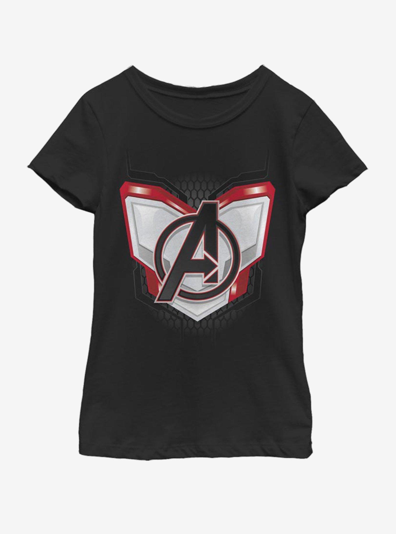 Marvel Avengers: Endgame Endgame Logo Armor Youth Girls T-Shirt, BLACK, hi-res